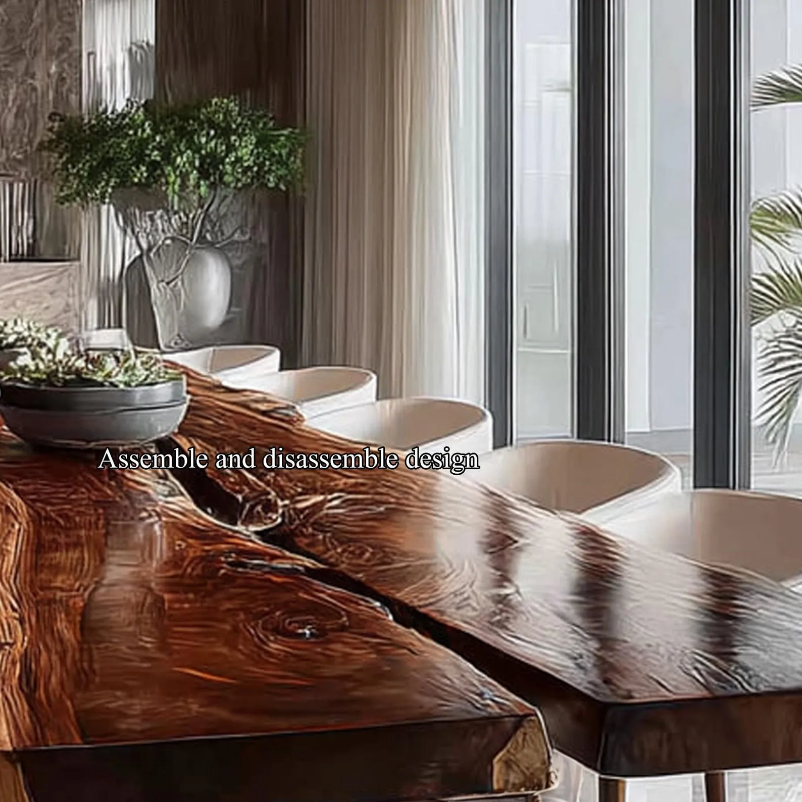 Solid Wood Dining Table Rustic Mid Century Table Unique Furniture Housewarming Gift - Image 6