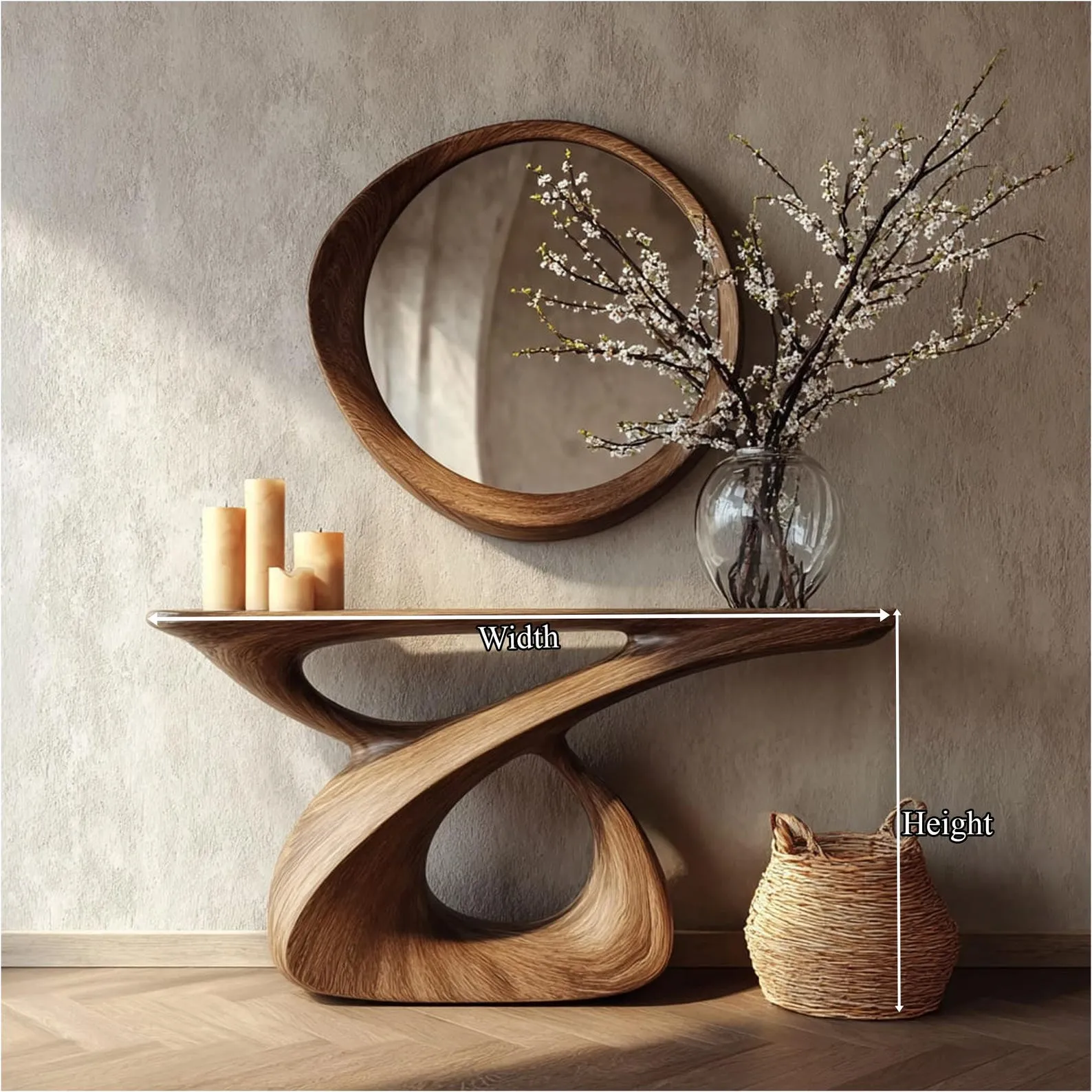 Handmade Live Edge Wood Console Table Solid Wood Rustic Furniture Christmas Decor Housewarming Gift - Image 4