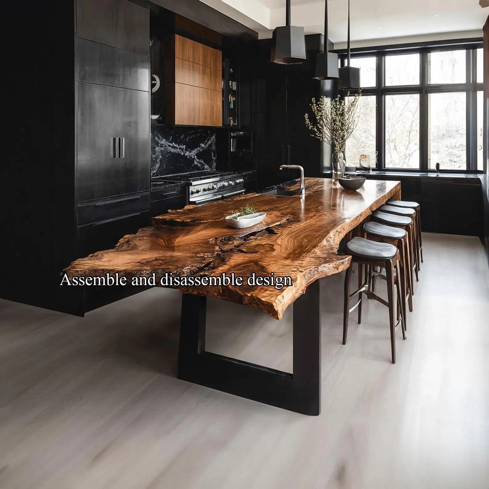 Solid Wood Bar Table Walnut Bar Height Table Dining Room Table Unique Furniture Home Decor - Image 4