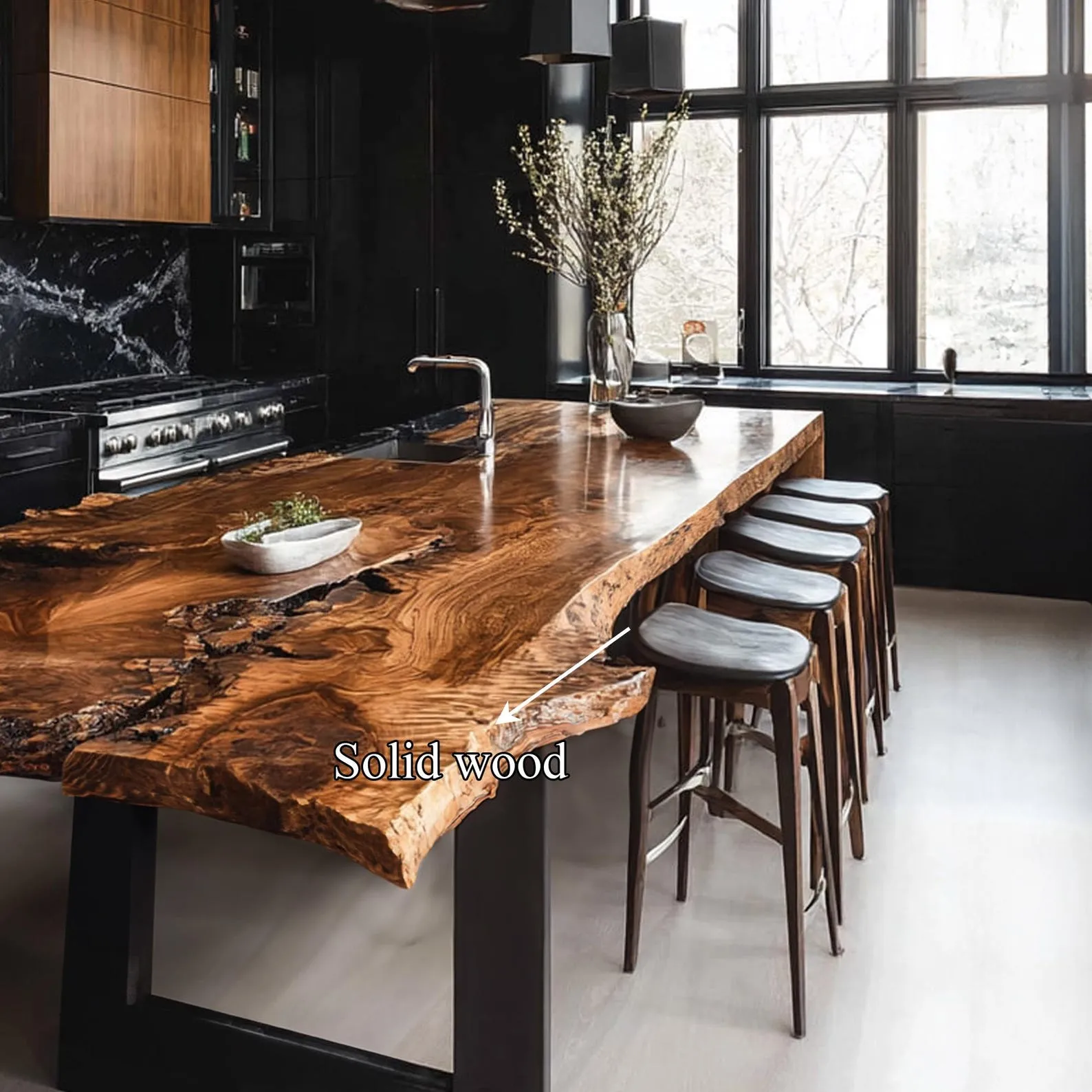 Solid Wood Bar Table Walnut Bar Height Table Dining Room Table Unique Furniture Home Decor - Image 5