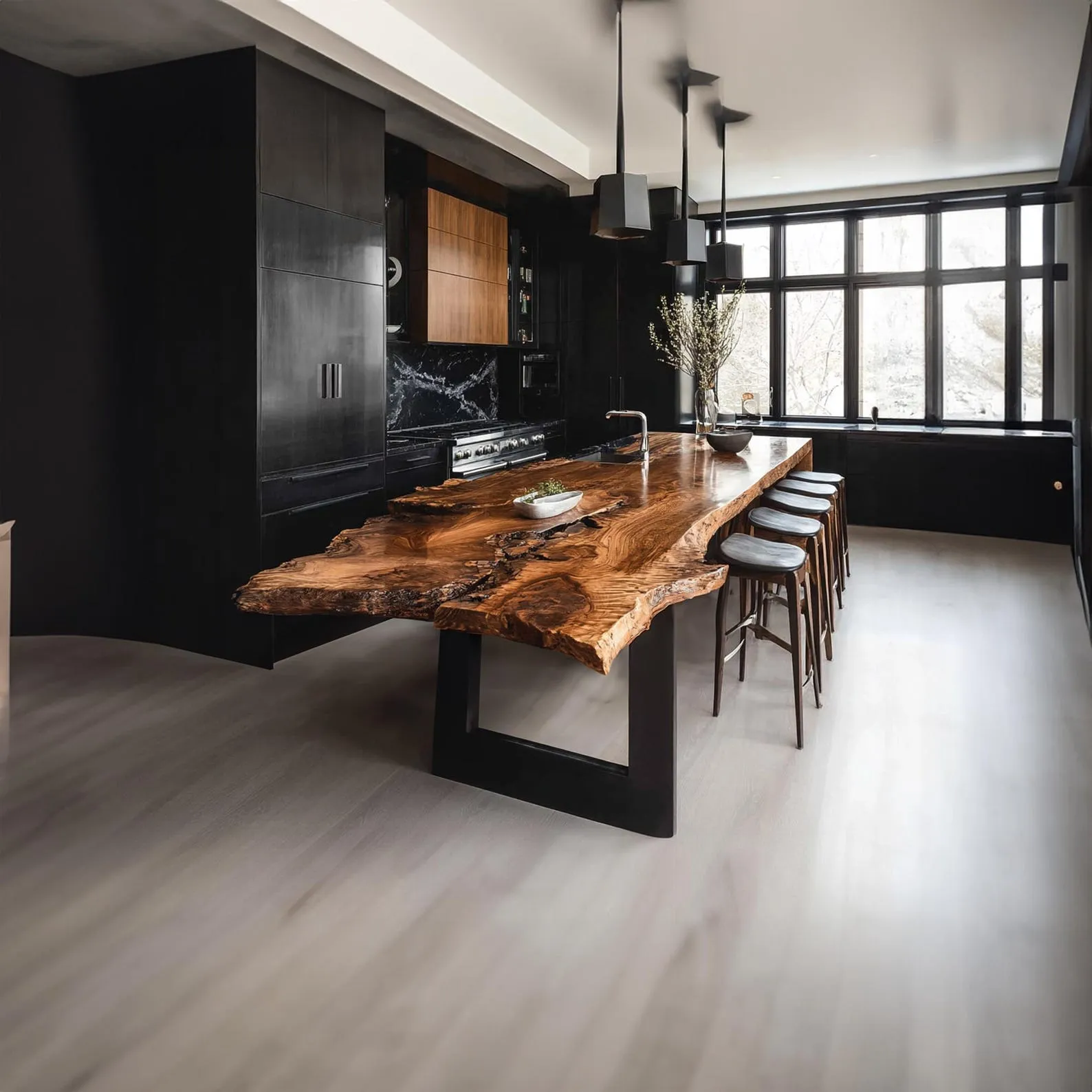 Solid Wood Bar Table Walnut Bar Height Table Dining Room Table Unique Furniture Home Decor - Image 7