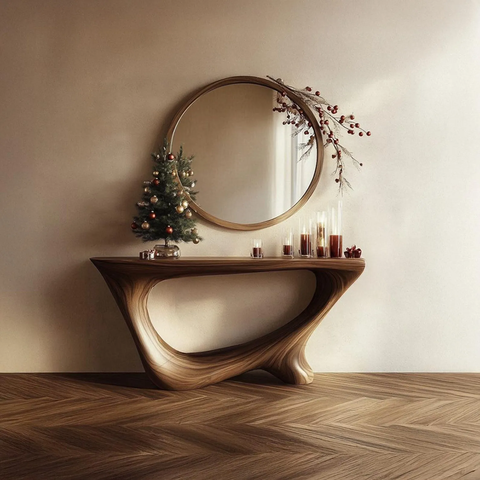 Unique Rustic Wood Console Table Live Edge Design Christmas Home Decor Housewarming Gift