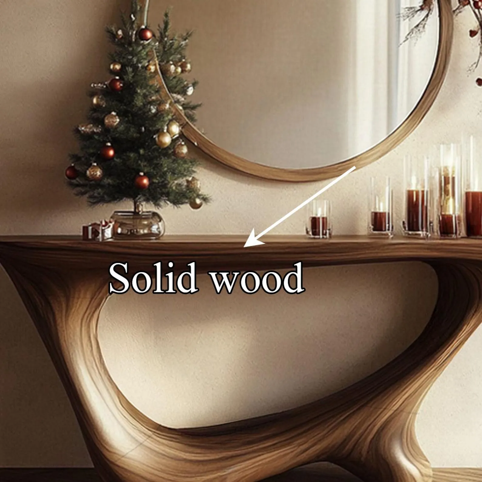 Unique Rustic Wood Console Table Live Edge Design Christmas Home Decor Housewarming Gift - Image 3