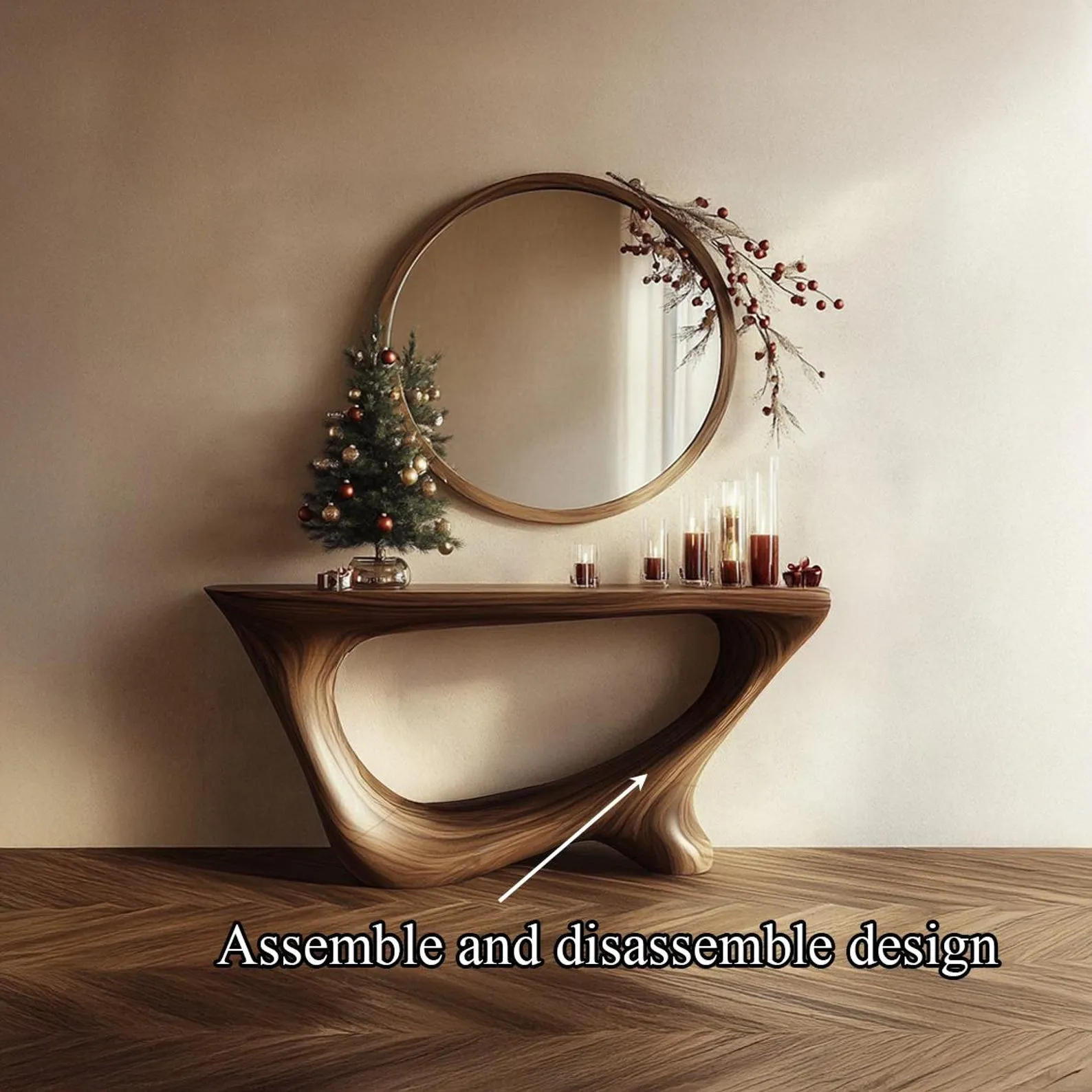 Unique Rustic Wood Console Table Live Edge Design Christmas Home Decor Housewarming Gift - Image 4