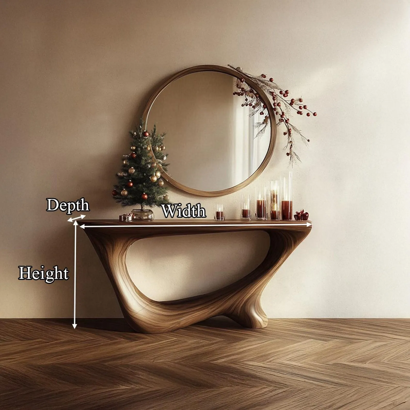 Unique Rustic Wood Console Table Live Edge Design Christmas Home Decor Housewarming Gift - Image 5