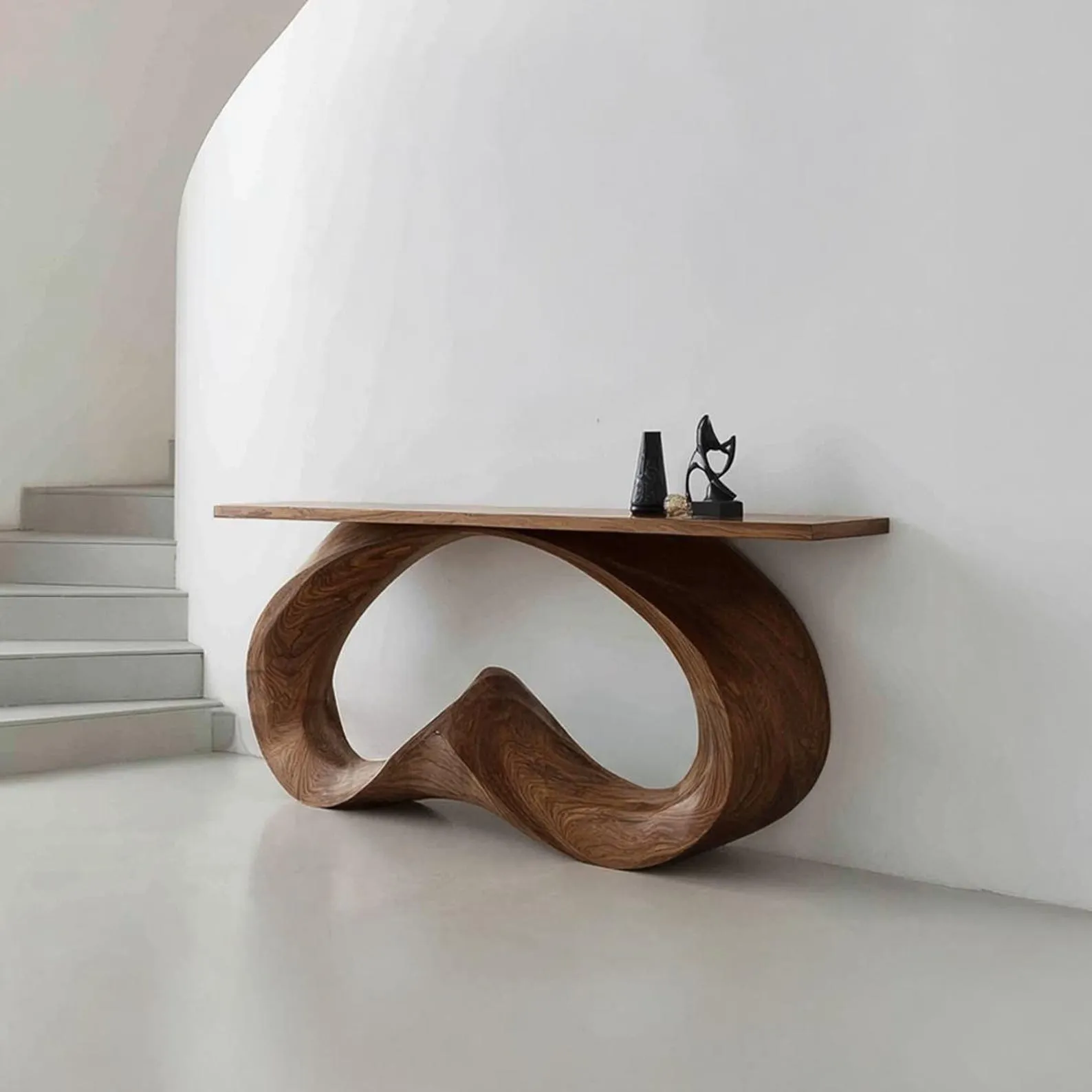 Handmade Solid Wood Console Table Modern Organic Sculptural Entryway Table Unique Wooden Furniture Home Decor Accent