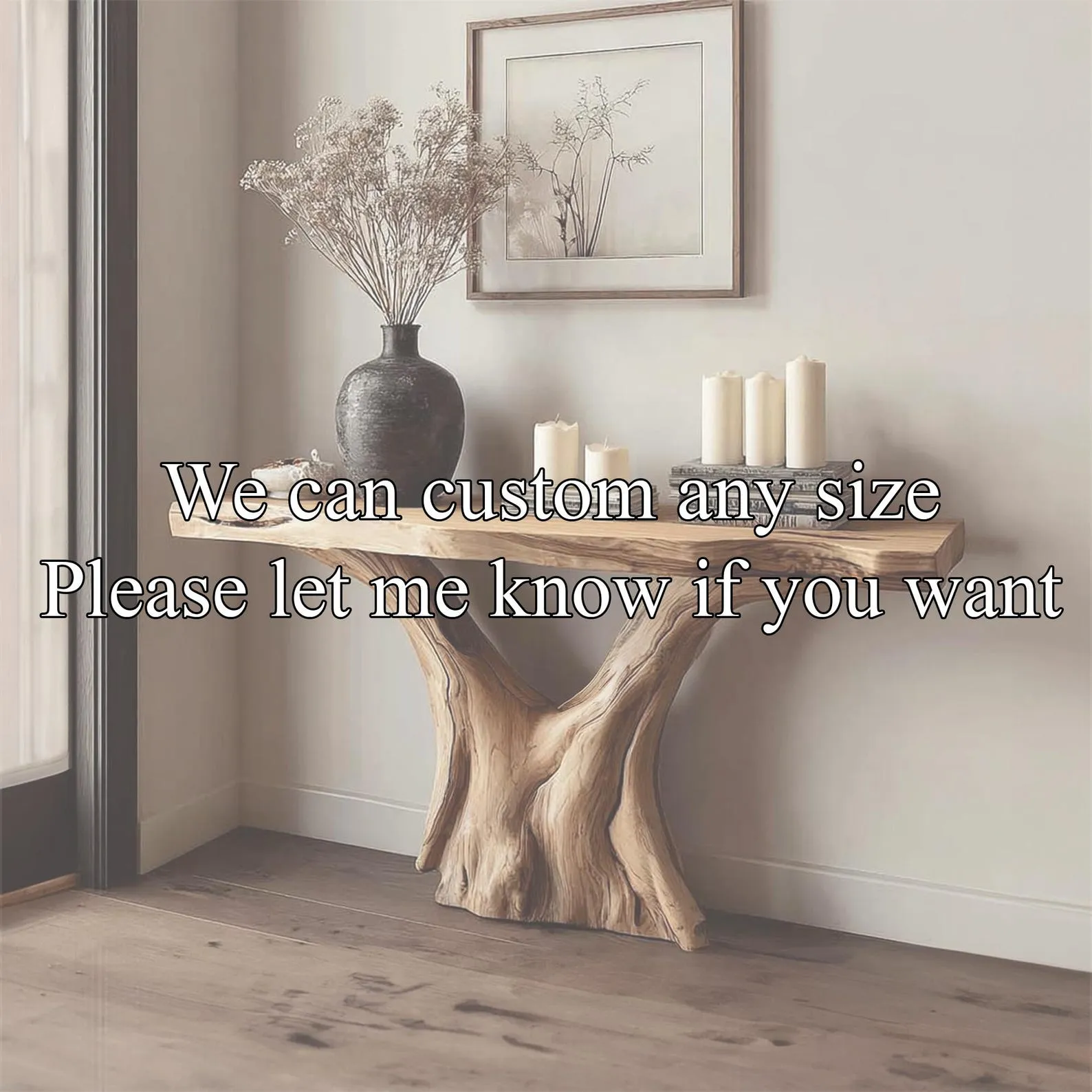 Rustic Live Edge Console Table Solid Wood Handmade Unique Furniture Home Decor Housewarming Gift - Image 2