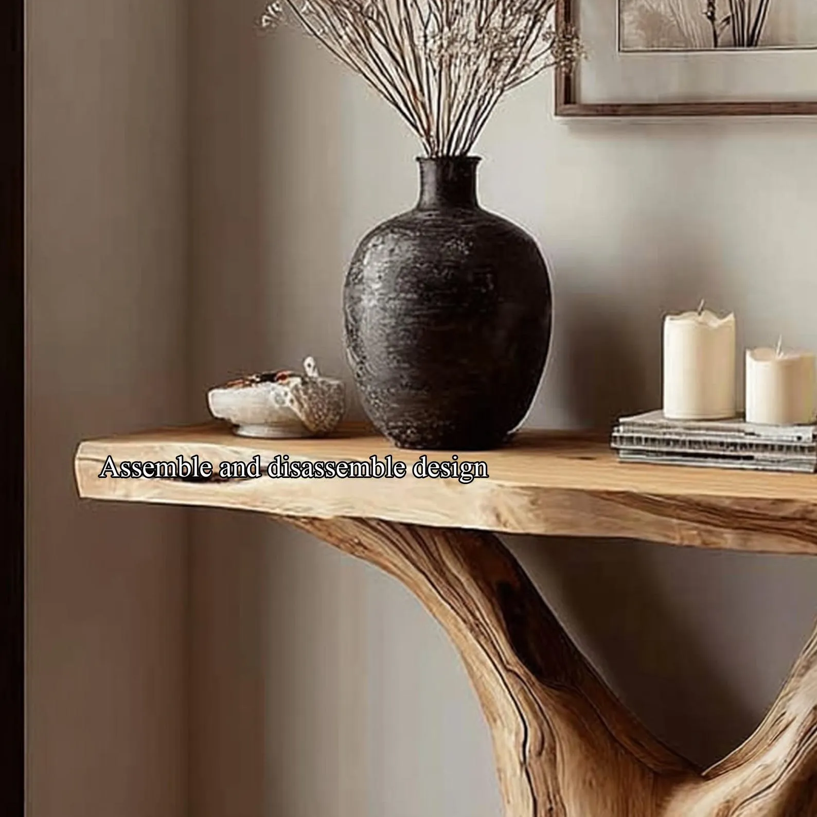 Rustic Live Edge Console Table Solid Wood Handmade Unique Furniture Home Decor Housewarming Gift - Image 5