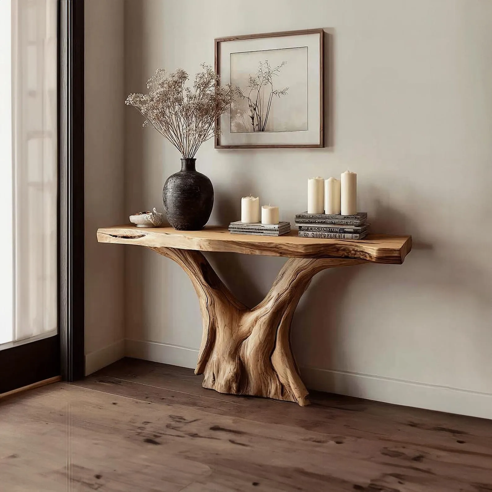 Rustic Live Edge Console Table Solid Wood Handmade Unique Furniture Home Decor Housewarming Gift - Image 6