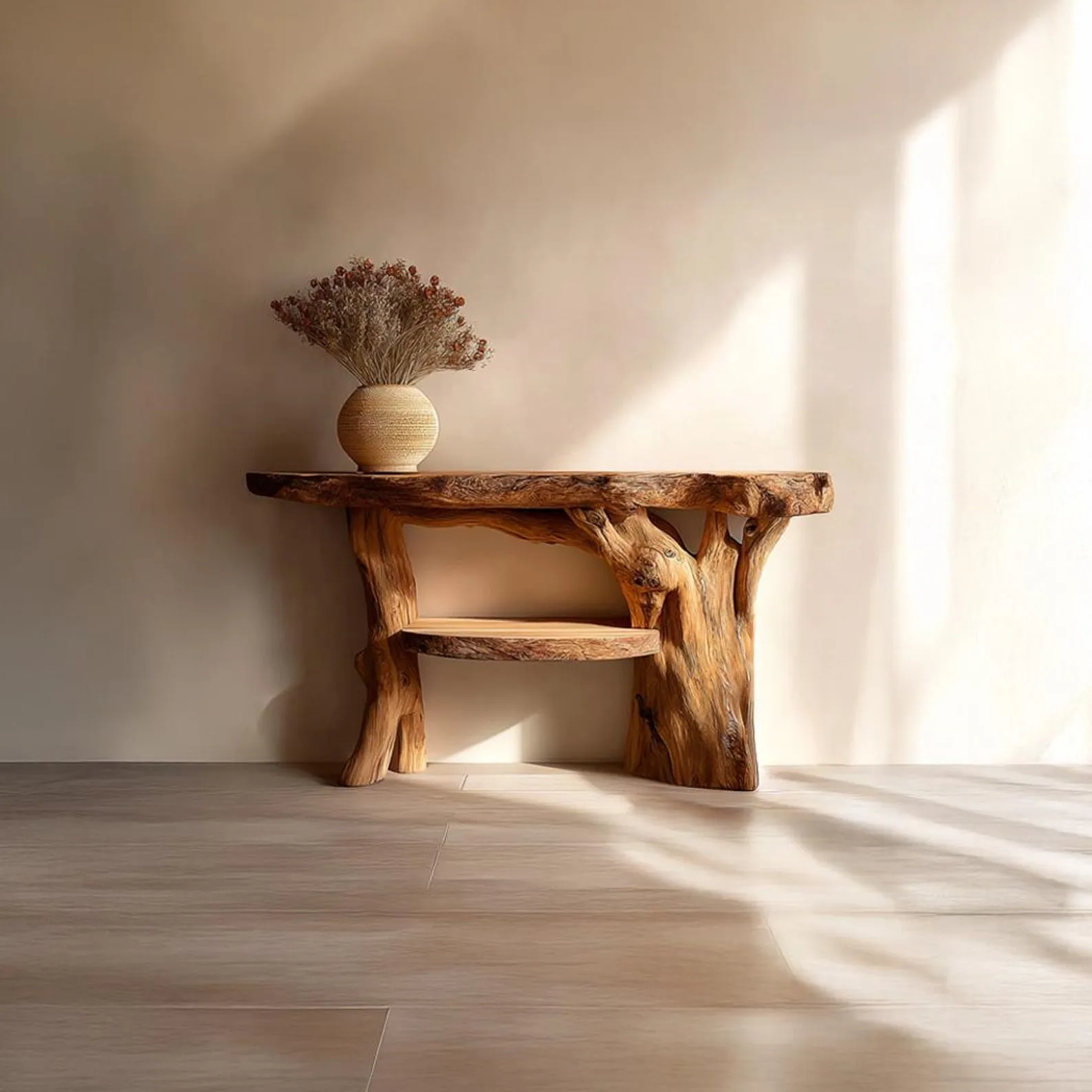 Handmade Live Edge Wood Console Table Rustic Solid Wood Table Vintage Room Decor Housewarming Gift