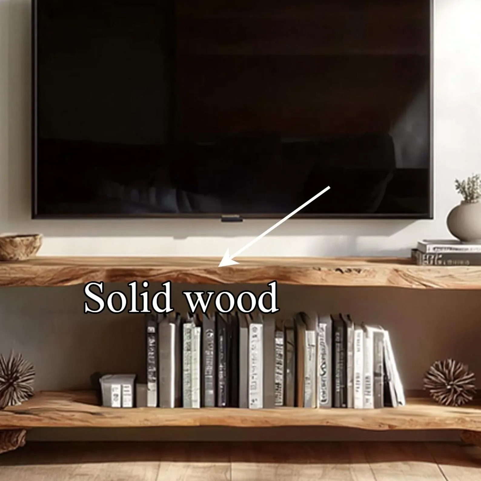 Live edge tv stand custom floating tv cabinet rustic tv storage handmade tv console unique home furniture housewarming decor living room - Image 3