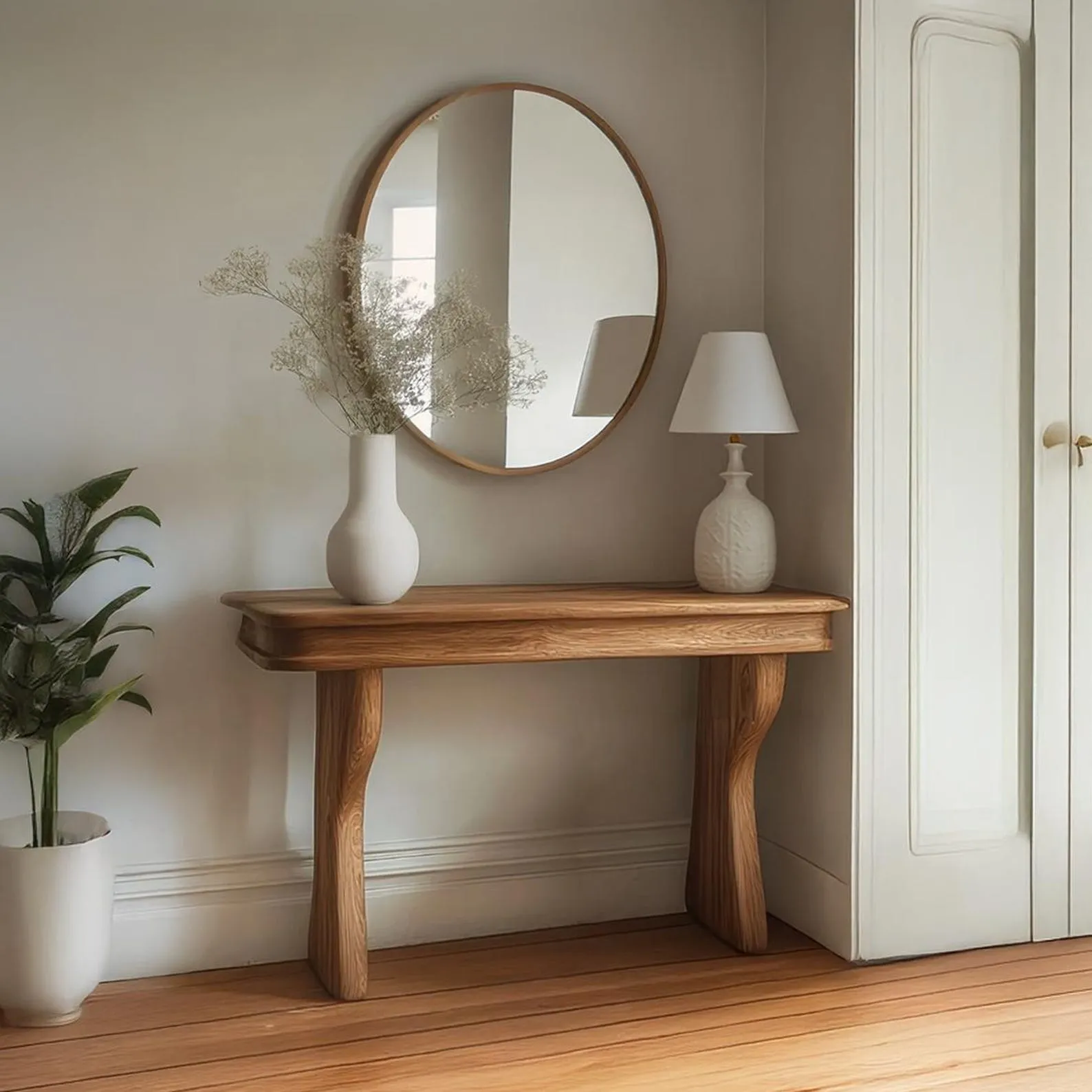 End Table Solid Wood Natural Inspired Custom Design Handmade Unique Entryway Decor Bespoke Solid Wood Furniture Gift