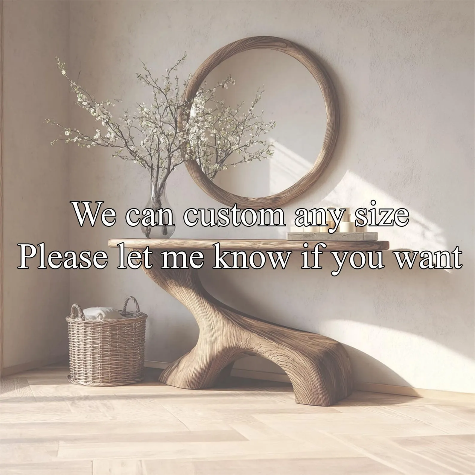 Rustic Wood Console Table Natural Driftwood Custom Design Handmade Unique Entryway Decor Bespoke Solid Wood Furniture Gift Her - Image 5