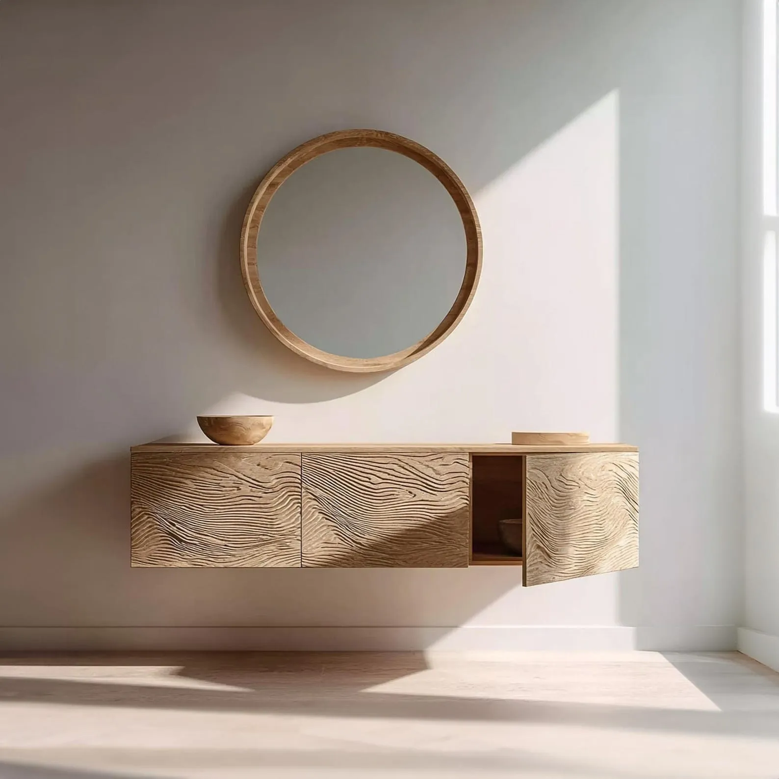 Solid Wood Vanity, Luxury Storage Double Sink Premium Shelf Hardwood Cabinet, Oak Handcrafted Bathroom Cabinet Decor Gift