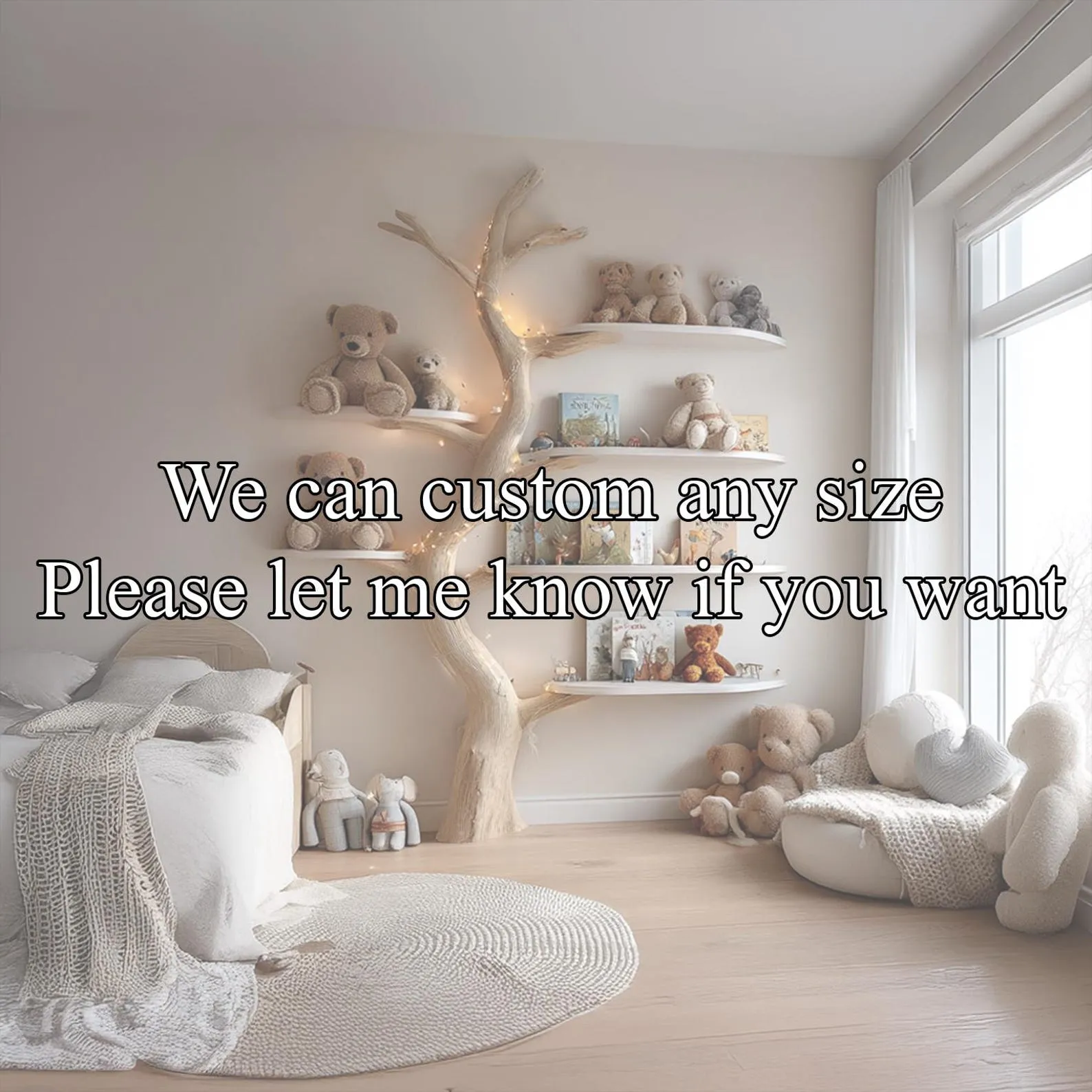 Handmade Tree Bookshelf Montessori Kids Bookcase Floating Nursery Wall Shelf Skinny Bookshelf for Baby Room and Kids Decor - Image 4