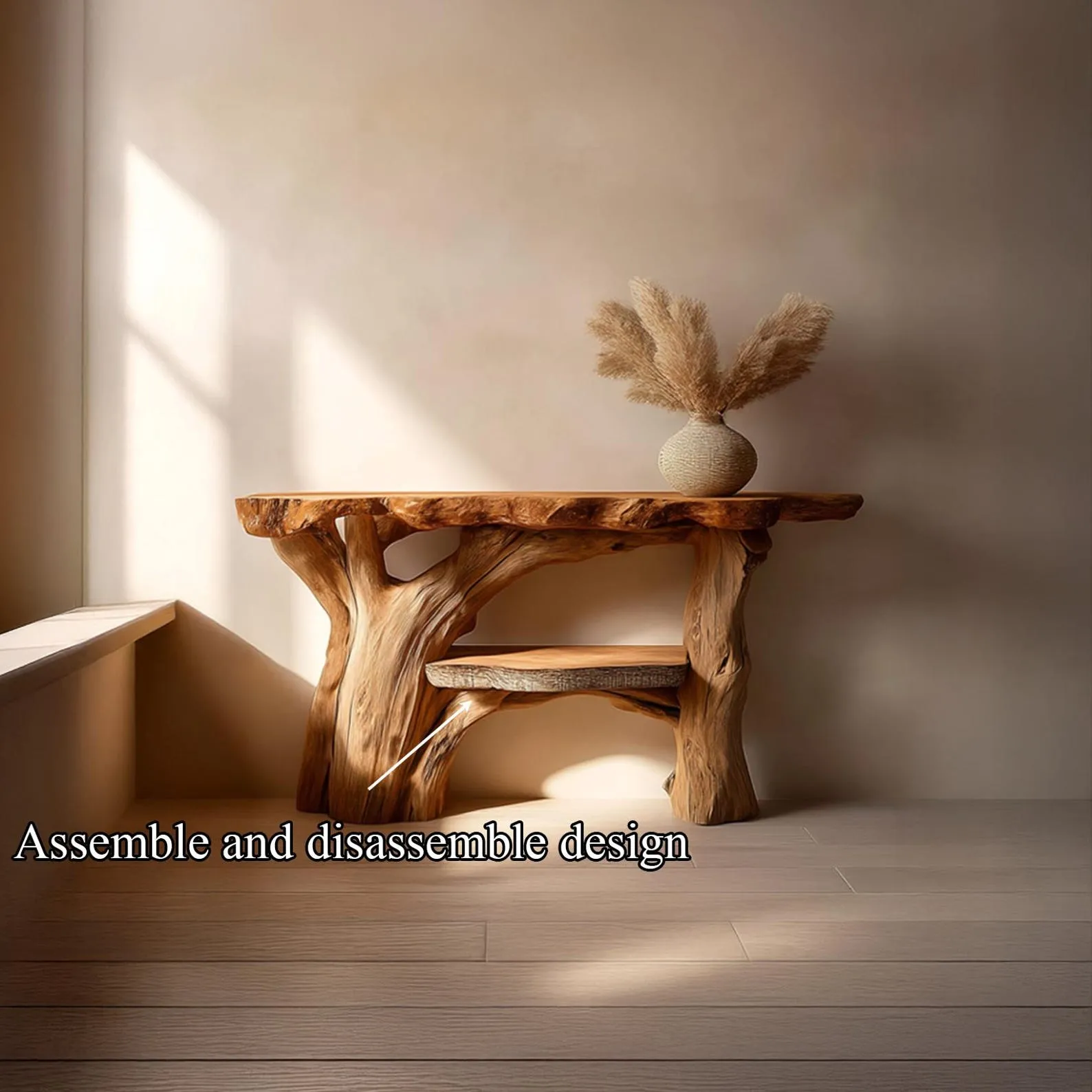 Rustic console table unique art solid wood handmade narrow wood entryway table custom table decor living room table decor halloween costume - Image 5