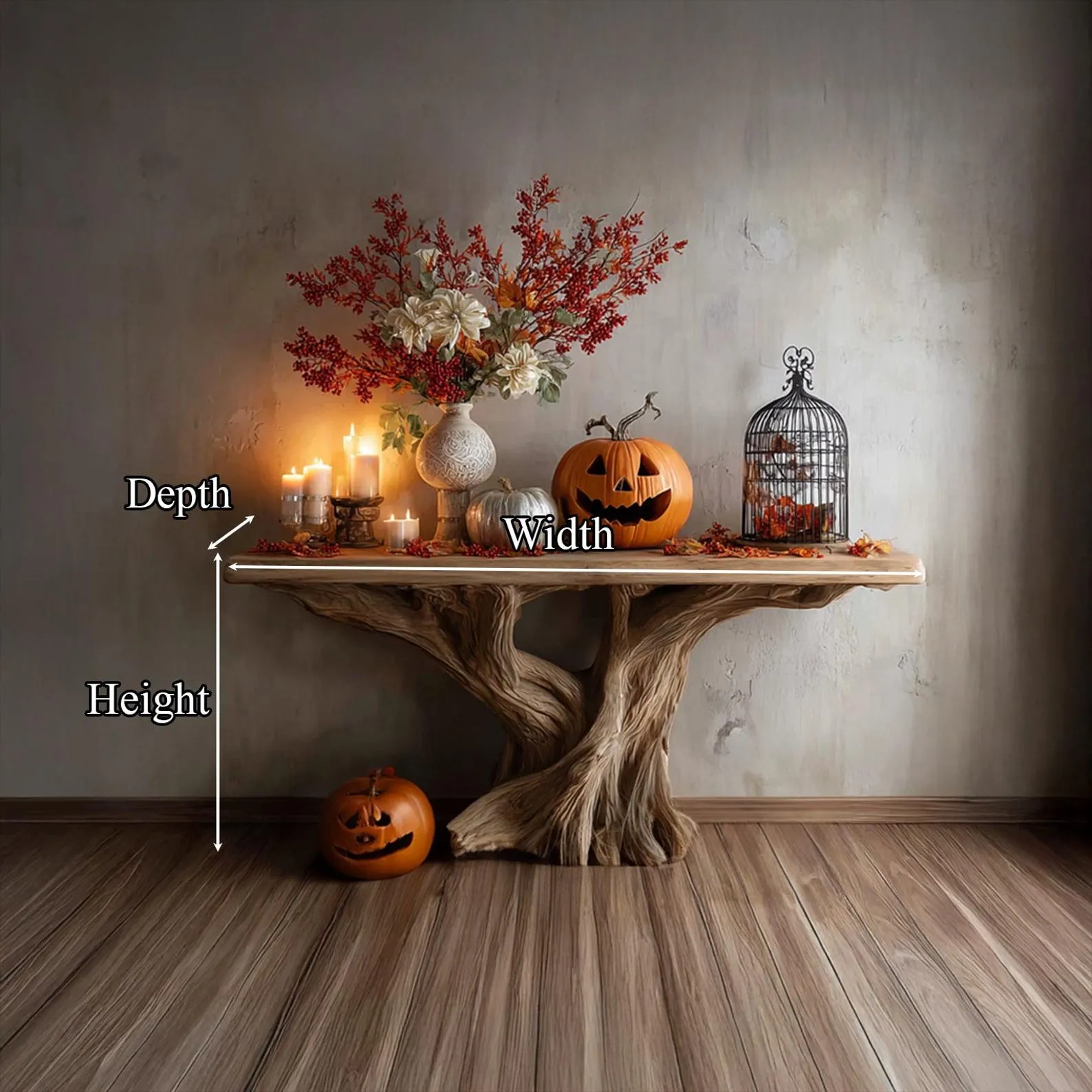 Console table unique art solid wood handmade narrow wood entryway table custom table decor living room table decor halloween costume - Image 3
