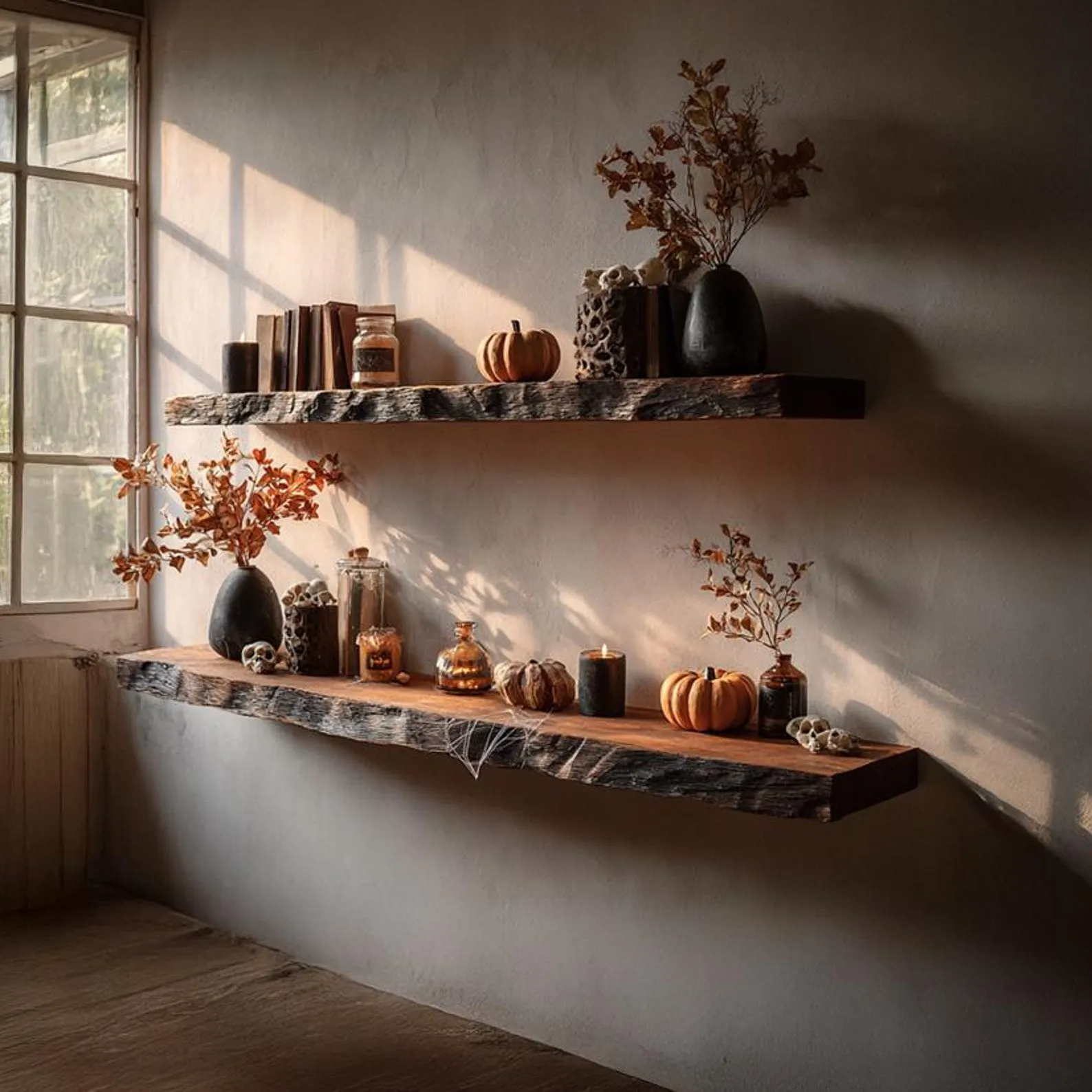 Natural Wood Floating Shelves Rustic Wood Floating Shelf Small Wood Display Shelf Wall Shelf Book Shelf Entryway shelf Gift Halloween