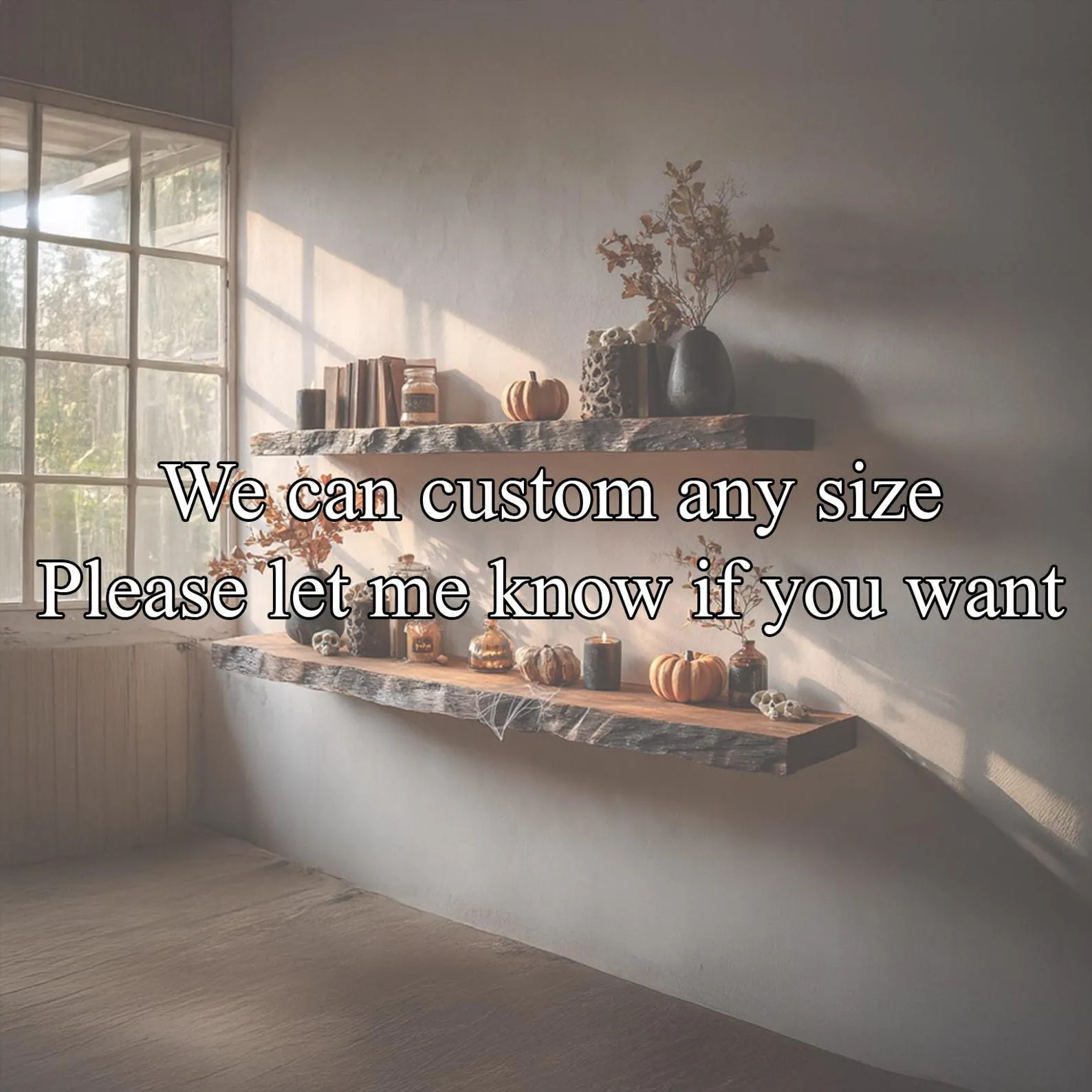 Natural Wood Floating Shelves Rustic Wood Floating Shelf Small Wood Display Shelf Wall Shelf Book Shelf Entryway shelf Gift Halloween - Image 3