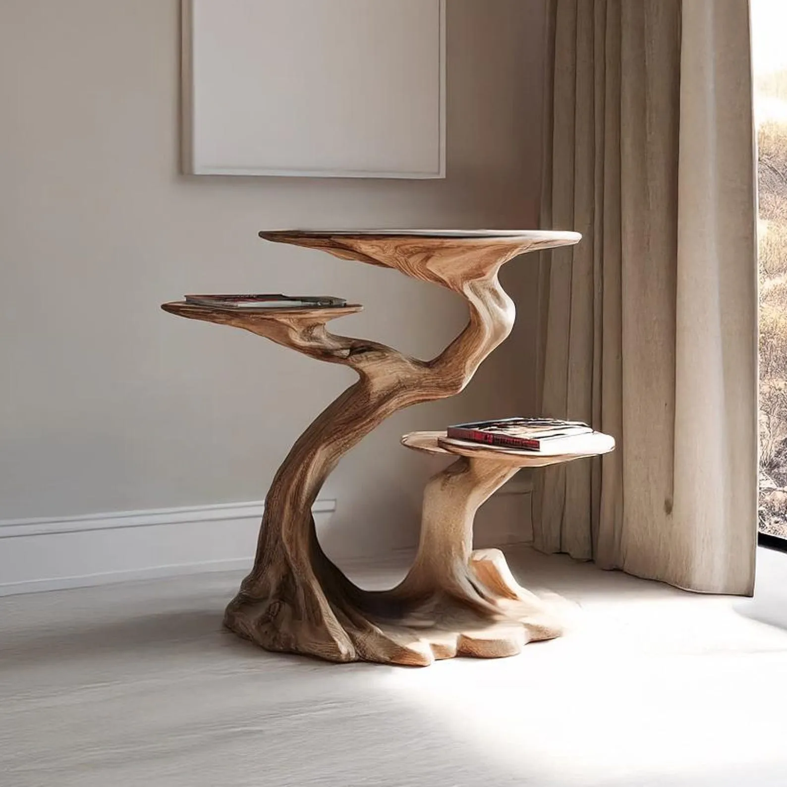 Rustic bedside table solid wood coffe table end table handmade decor living room live edge shelf gift