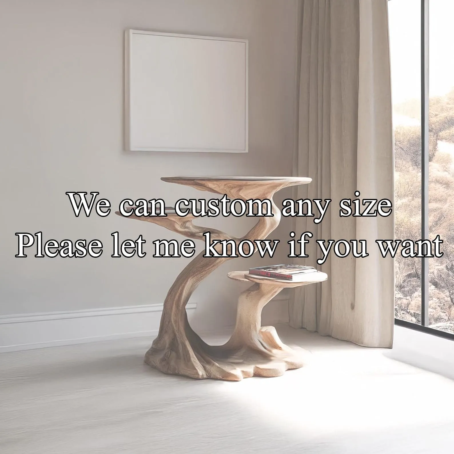 Rustic bedside table solid wood coffe table end table handmade decor living room live edge shelf gift - Image 2