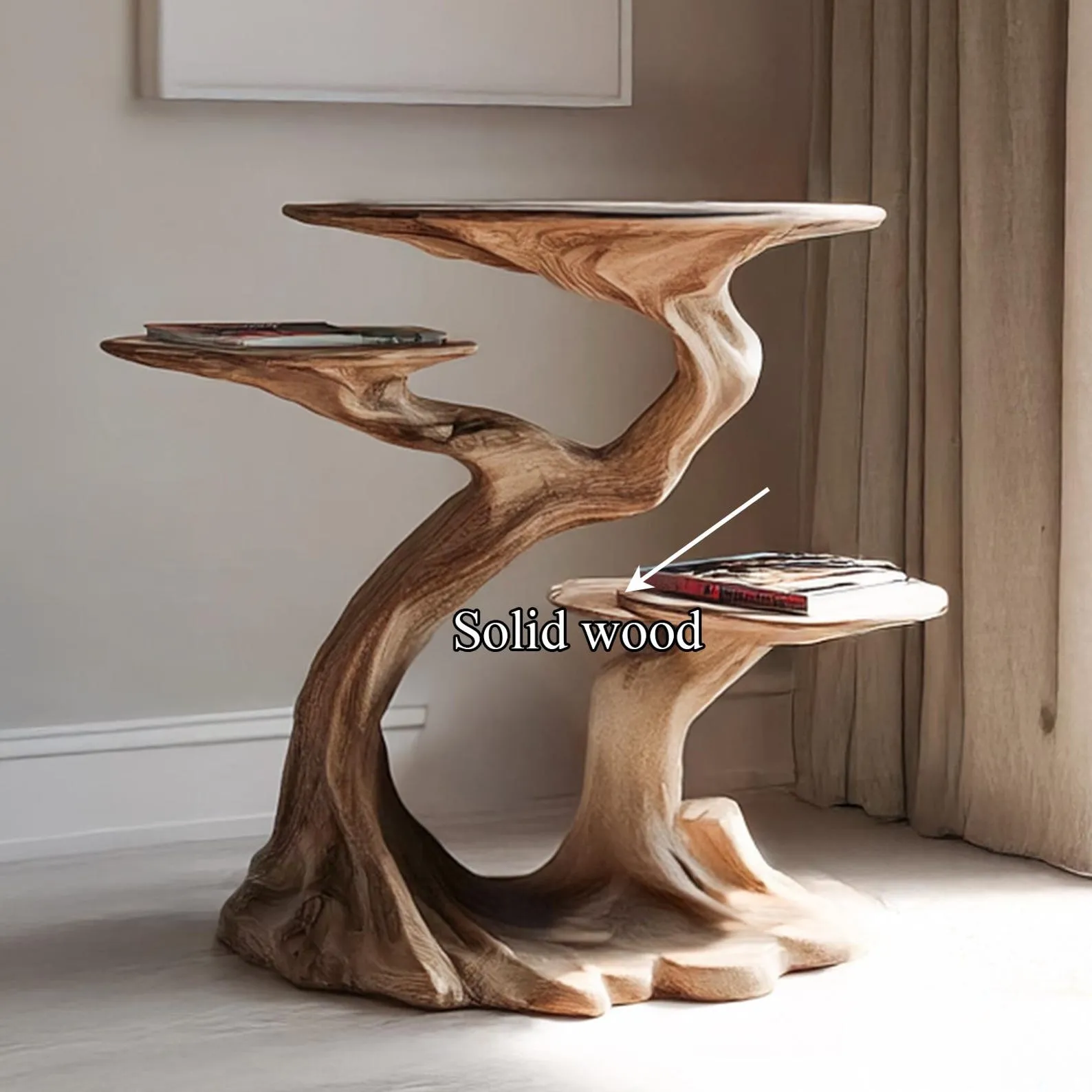 Rustic bedside table solid wood coffe table end table handmade decor living room live edge shelf gift - Image 3