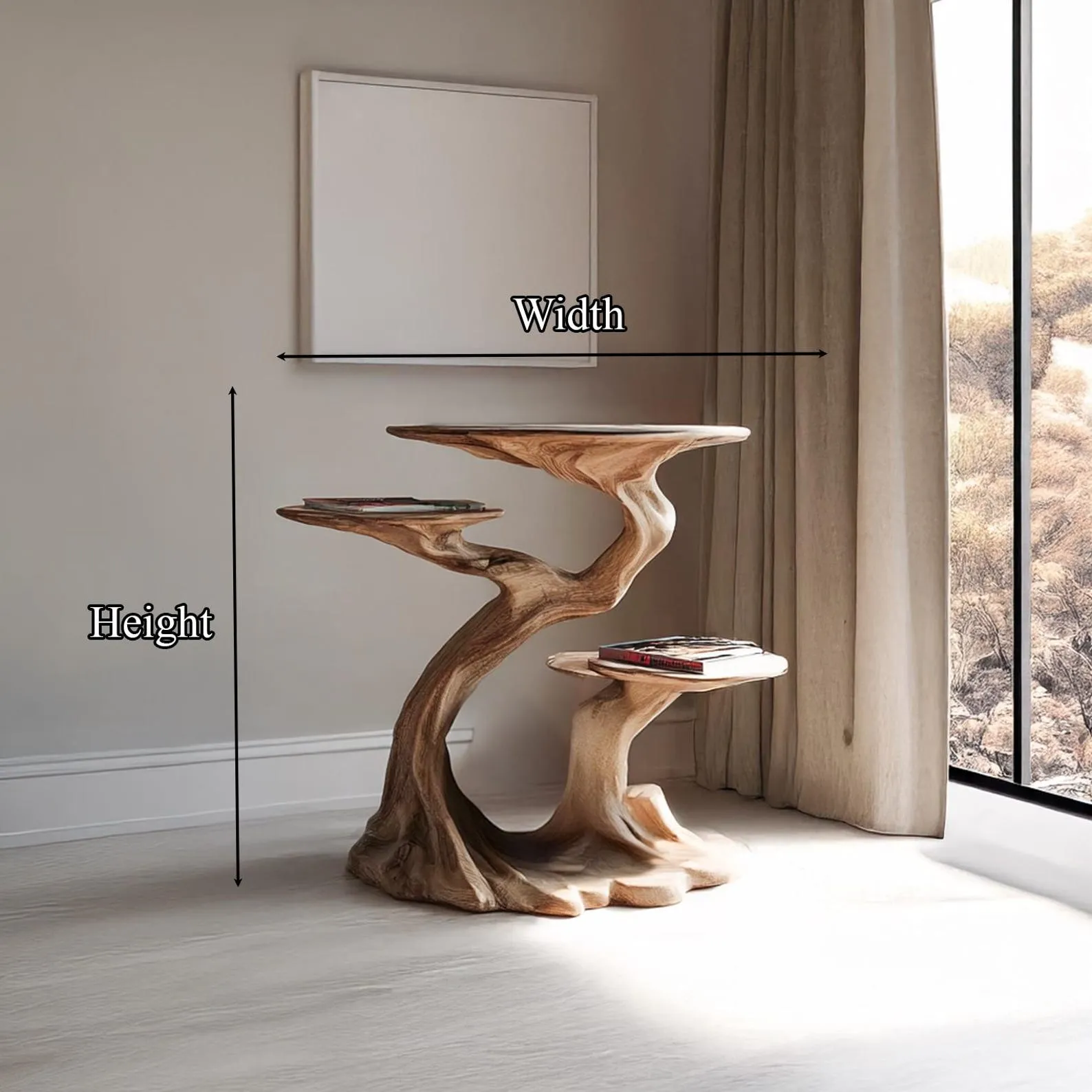 Rustic bedside table solid wood coffe table end table handmade decor living room live edge shelf gift - Image 5