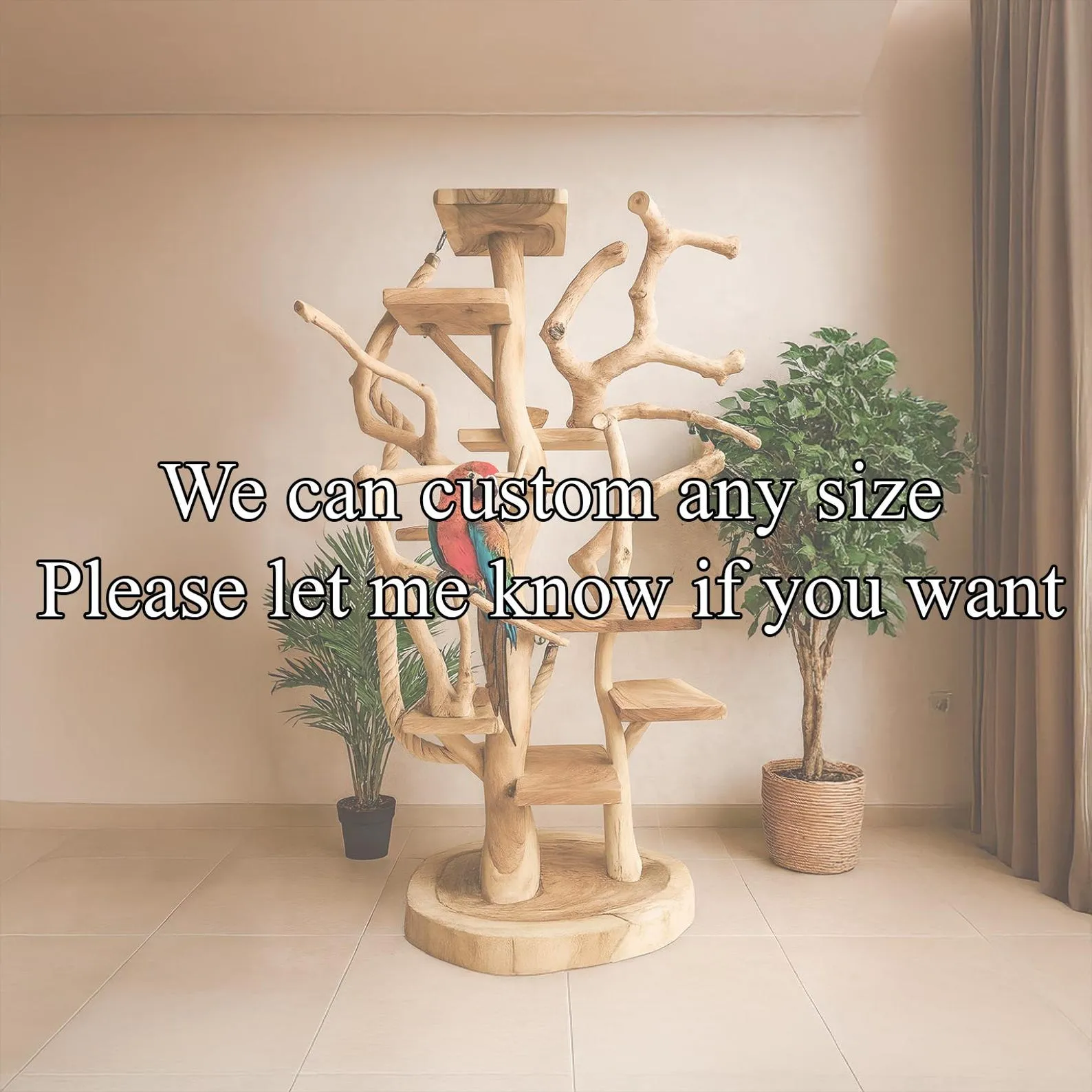 Display Shelves Parrot Solid Wood Handmade Unique Wood Grain Shelf Decor Wood Shelf Standing Home Decor Parrot Gift - Image 3