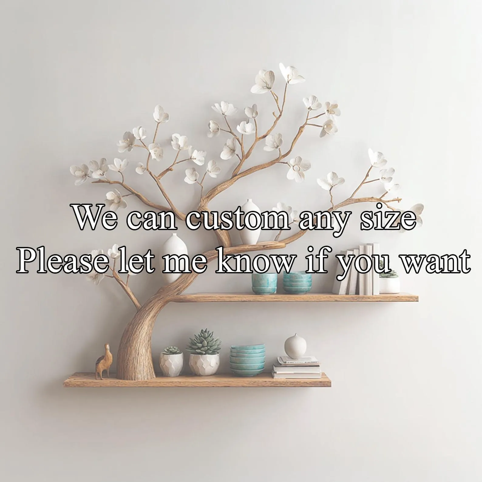 Solid driftwood branch tree bookshelf custom floating wood shelf book rack for wall live edge shelf decor living room gift - Image 2