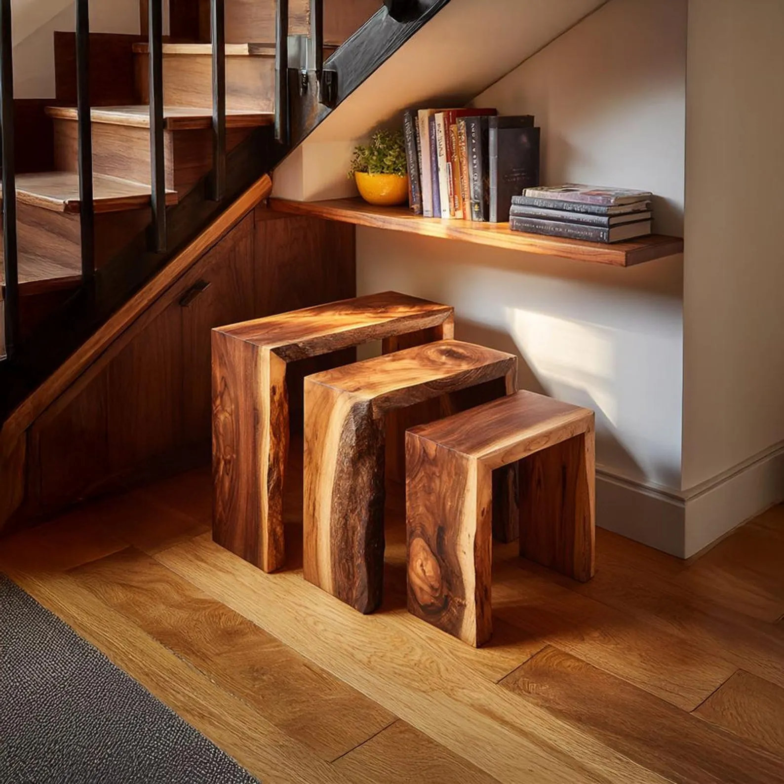 Wooden Stool Modern Side Table Indoor Plant Stand Small Side Table Modern Plant Stand End Table Laptop Table Bedside Table Decor Home Gift