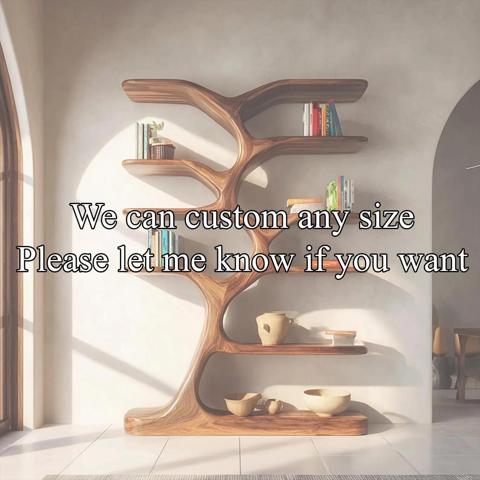 Rustic tree bookshelf solid wood handmade living room decoration tree branch floating corner shelf driftwood natural wooden gift - Image 4