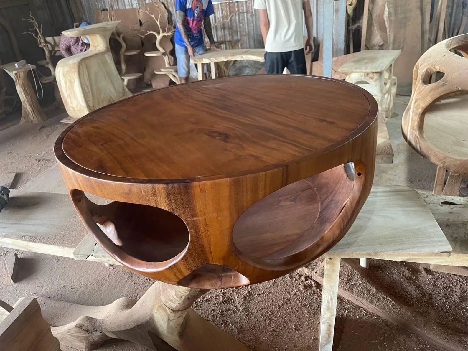 Rustic coffee table solid wood handmade unique wood art wooden coffee table outdoor side table decor living room gift - Image 3