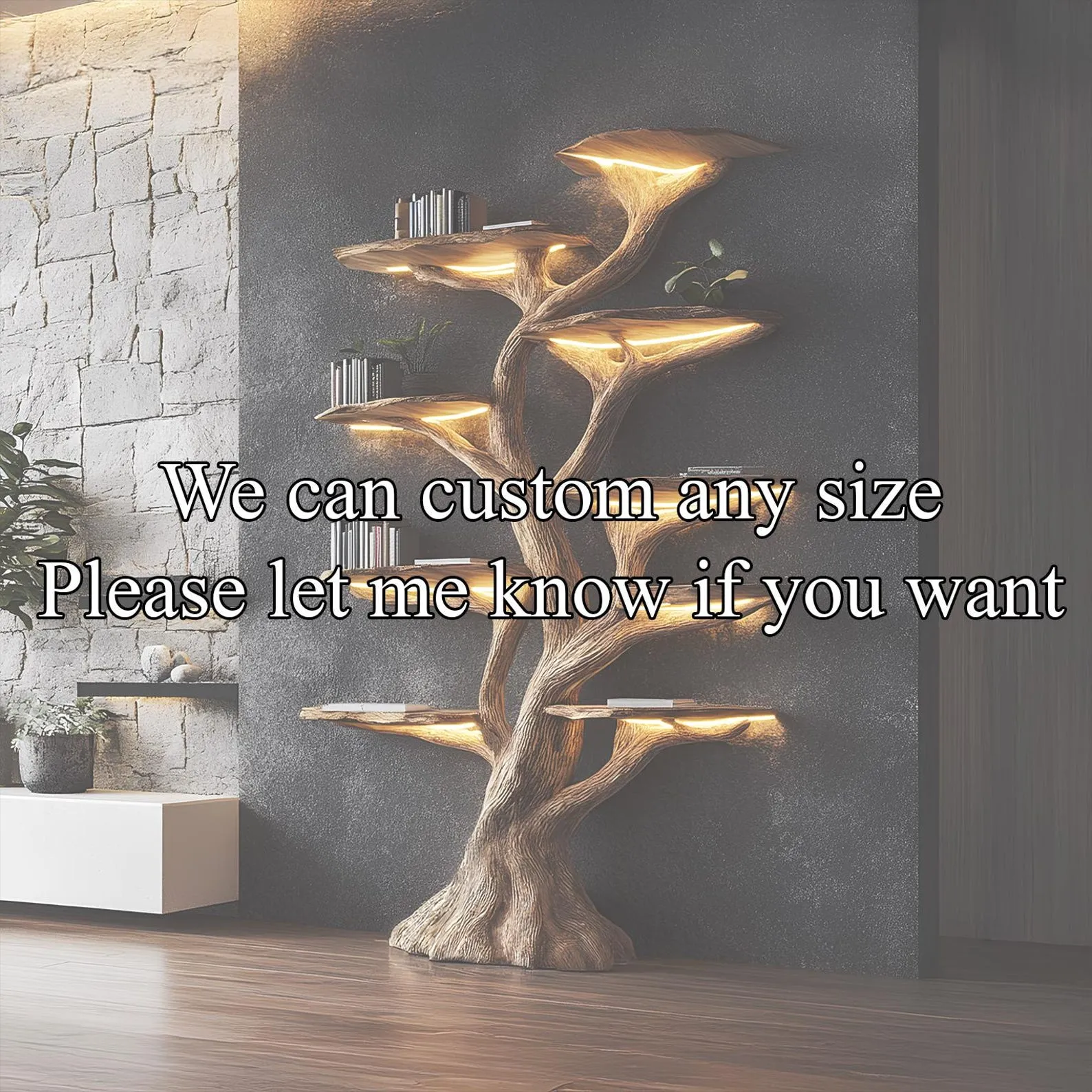 Tree Bookshelf, Rustic Wooden Book Tree Shelf, Unique Wall-Mounted Bookcase, Natural Wood Furniture, Home Office Decor, Custom Shelf Display - Image 2