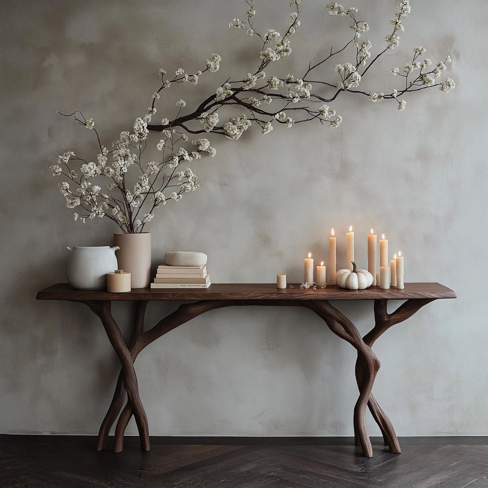 Driftwood console table live edge top handmade entryway table organic modern hallway furniture rustic natural wood decor gift