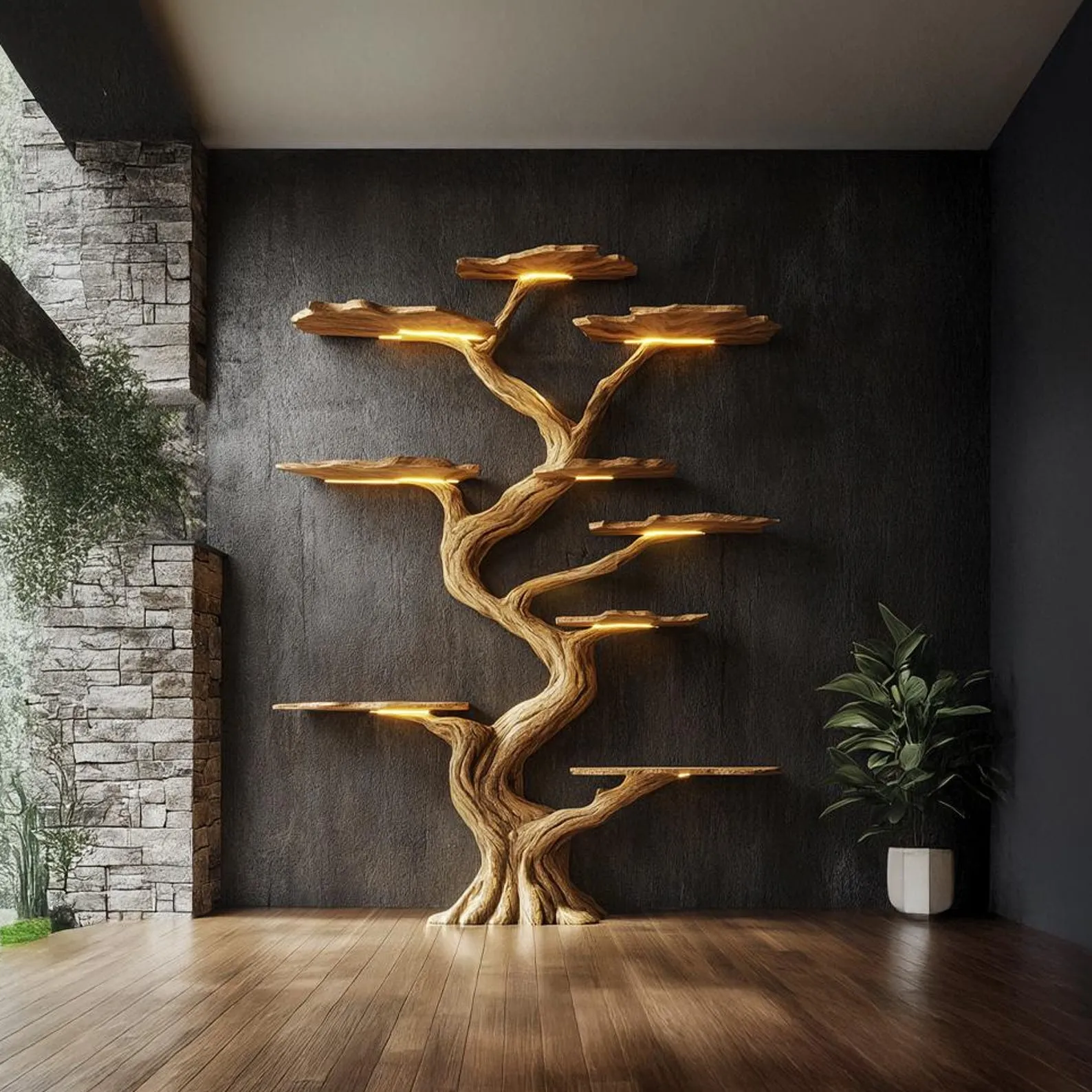 Rustic tree bookshelf nursery bookshelf handmade furniture wooden bookshelf wall mount bookshelf home decor gift