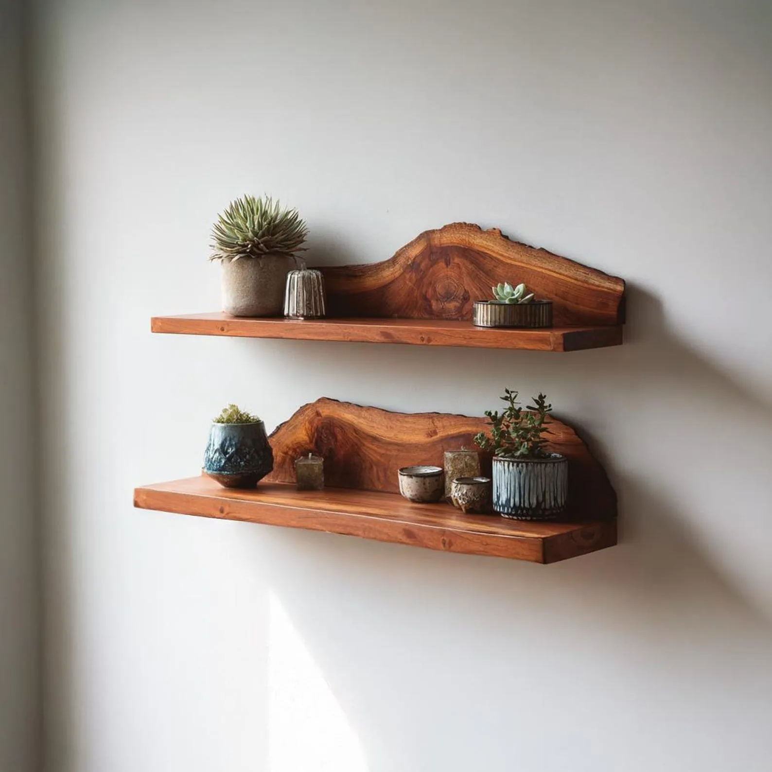 Live Edge Floating Shelf Custom Wood Shelves  Rustic Wall Decor Plant Shelf Bookshelves Display Shelf Gift