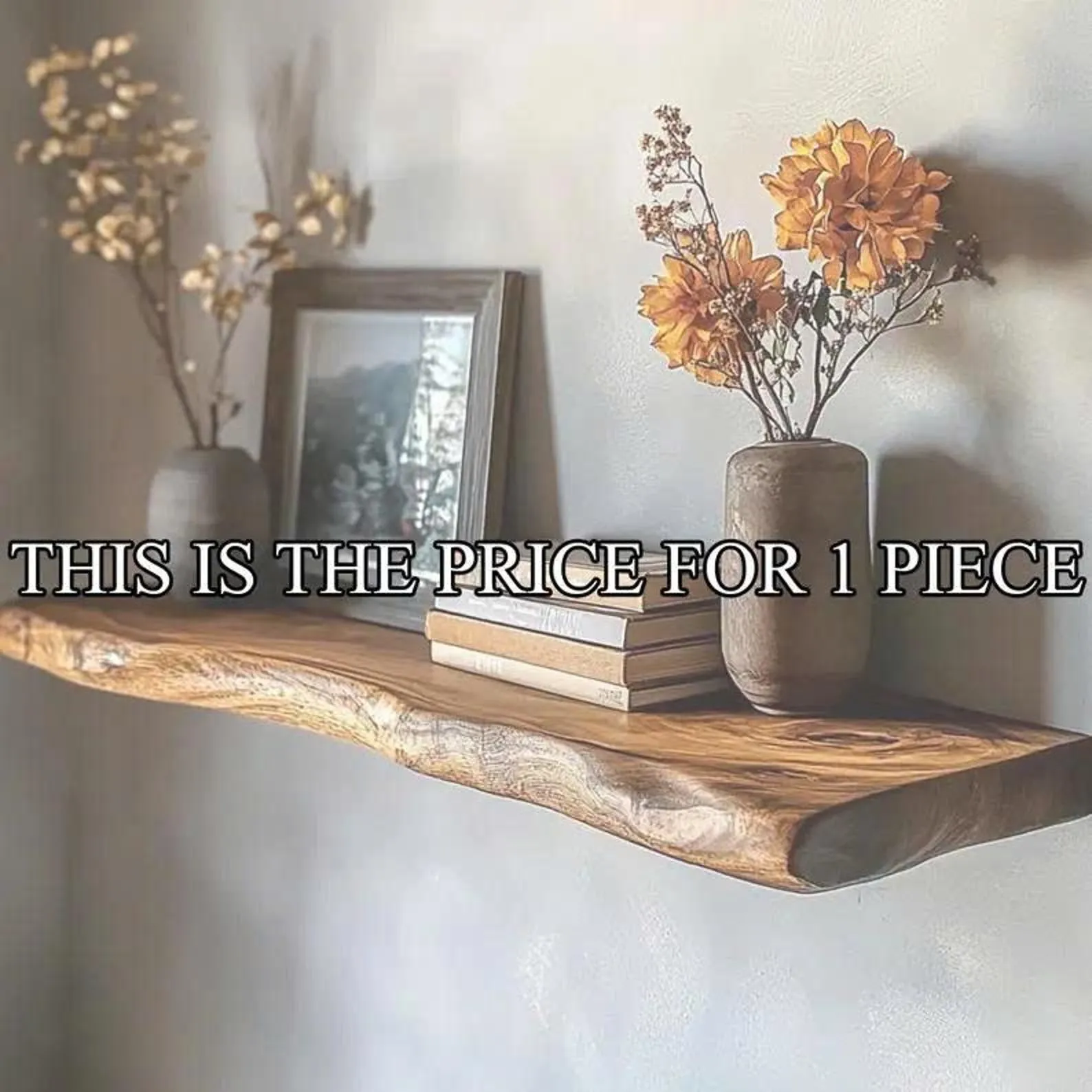 Live Edge Floating Shelf Custom Wood Shelves Rustic Wall Decor Plant Shelf Bookshelves Display Shelf Gift - Image 2