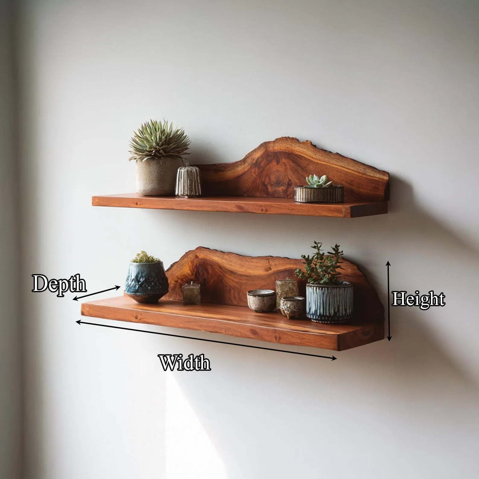 Live Edge Floating Shelf Custom Wood Shelves Rustic Wall Decor Plant Shelf Bookshelves Display Shelf Gift - Image 5