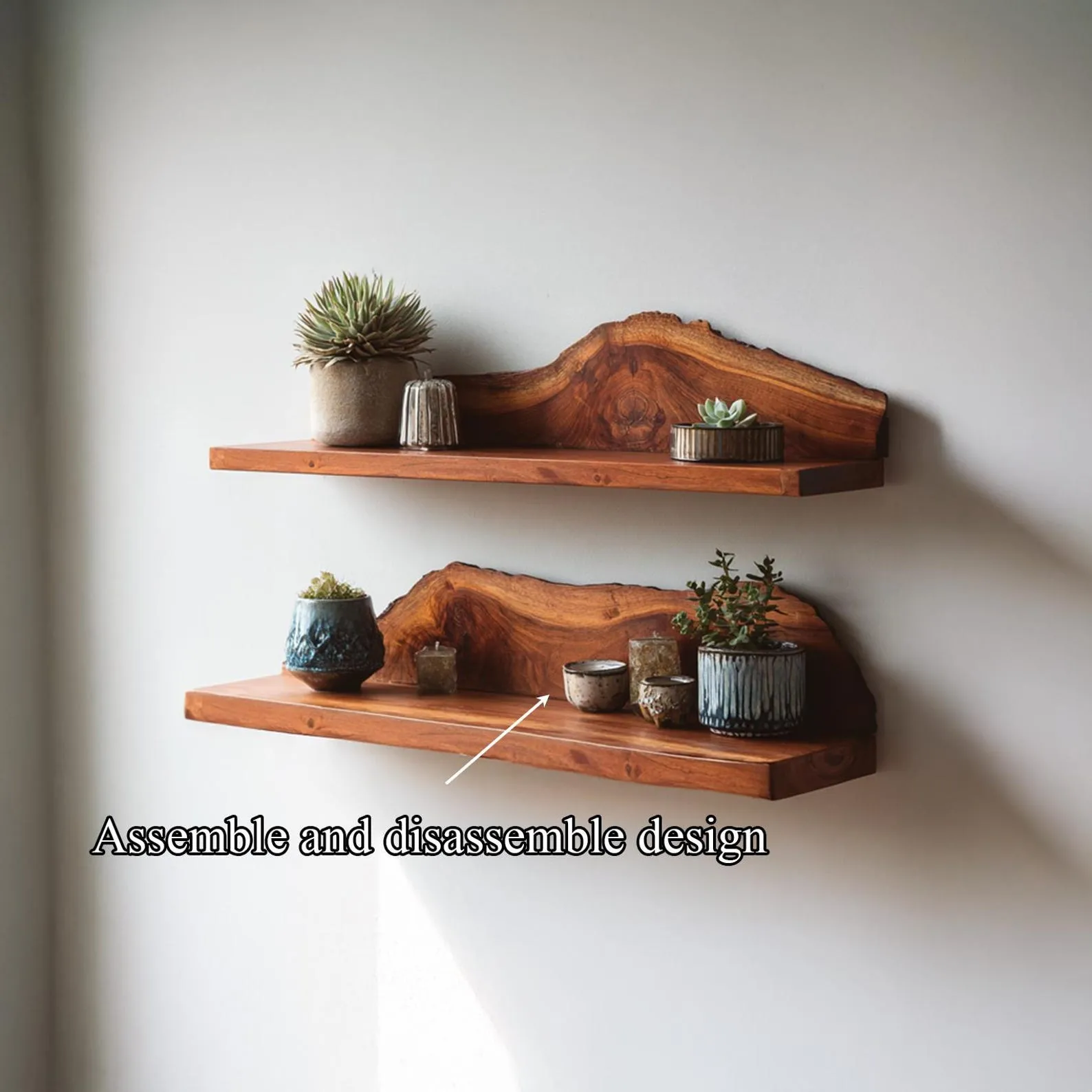 Live Edge Floating Shelf Custom Wood Shelves Rustic Wall Decor Plant Shelf Bookshelves Display Shelf Gift - Image 7