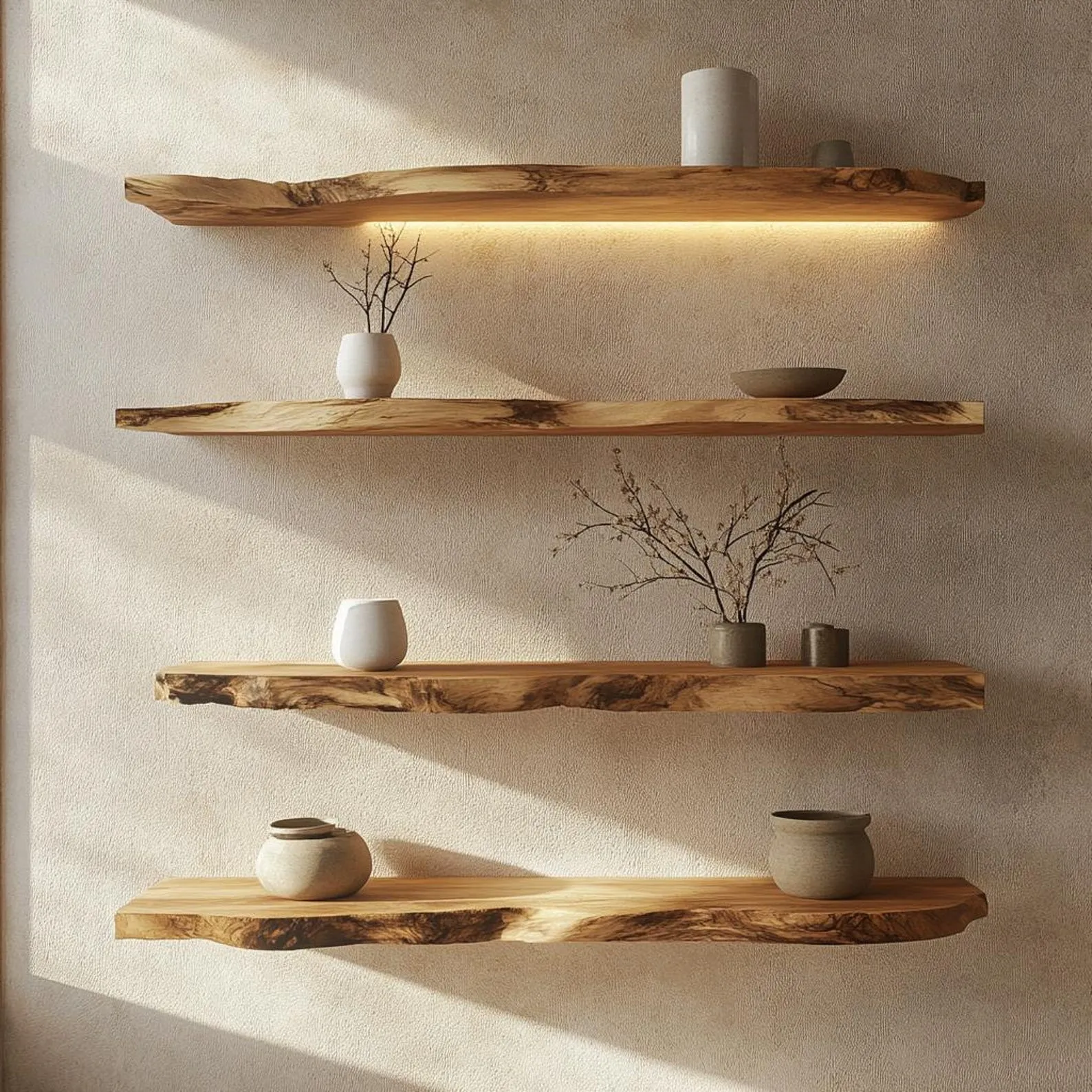 Live Edge Floating Shelf Custom Wood Shelves Rustic Wall Decor Plant Shelf Bookshelves Display Shelf