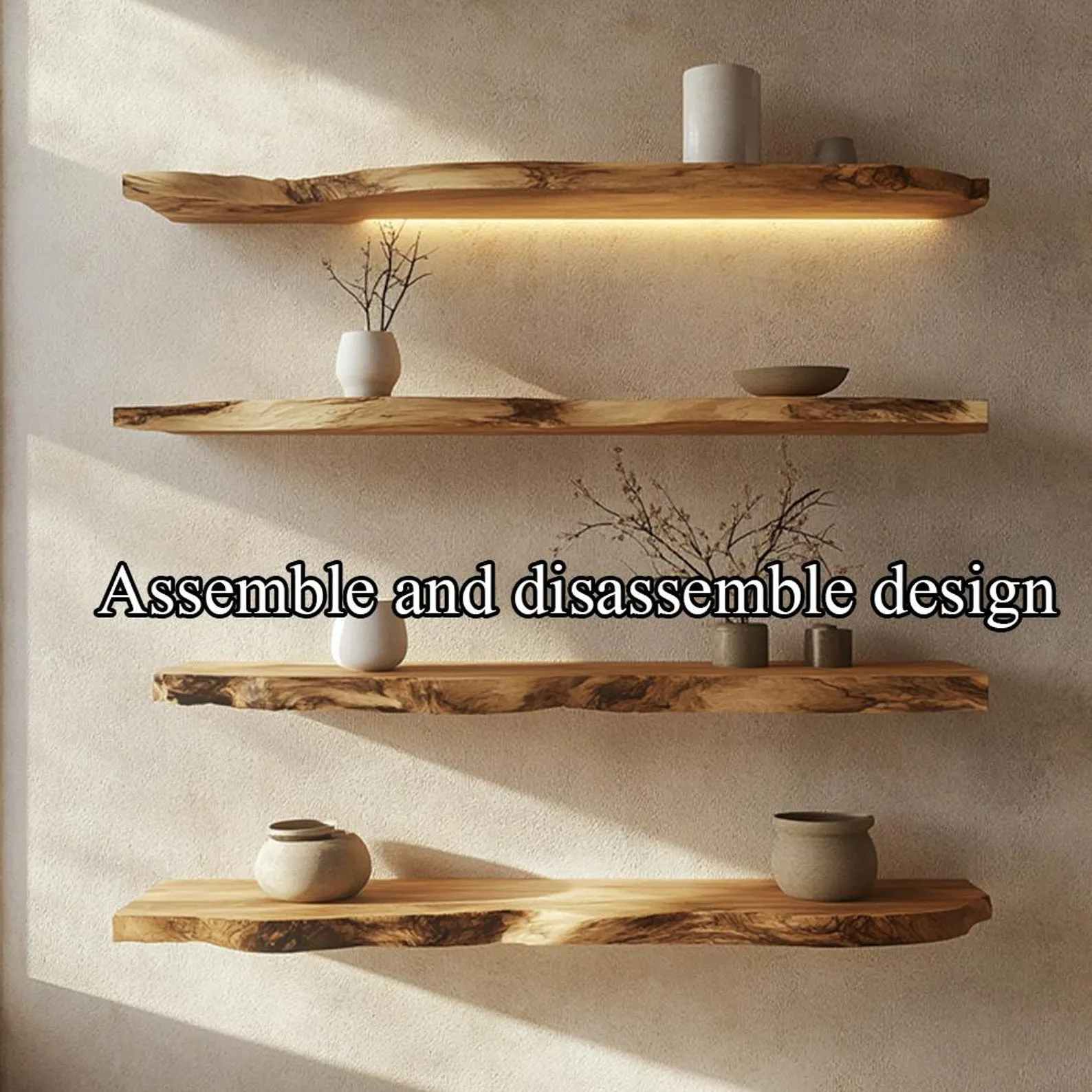 Live Edge Floating Shelf Custom Wood Shelves Rustic Wall Decor Plant Shelf Bookshelves Display Shelf - Image 3