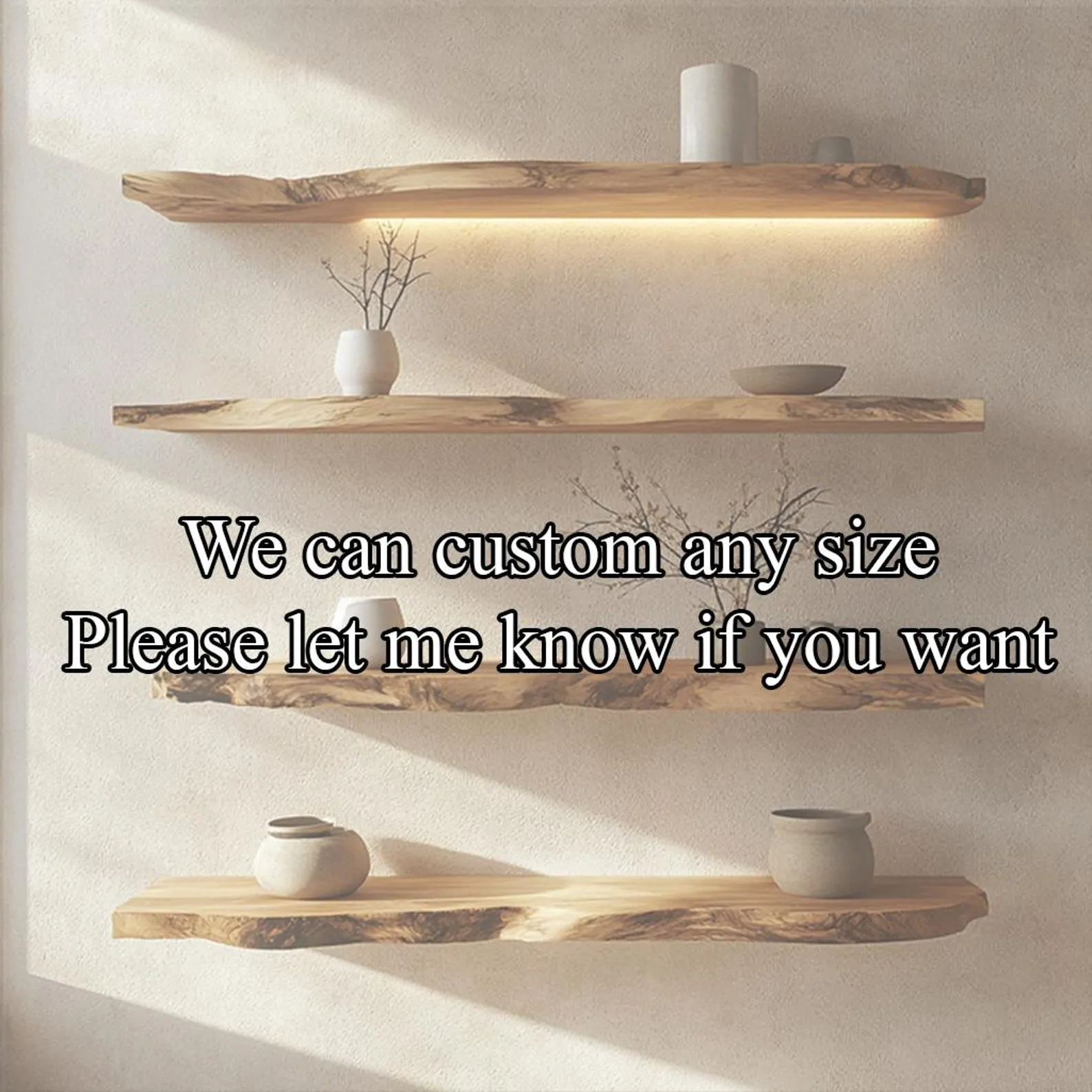 Live Edge Floating Shelf Custom Wood Shelves Rustic Wall Decor Plant Shelf Bookshelves Display Shelf - Image 6