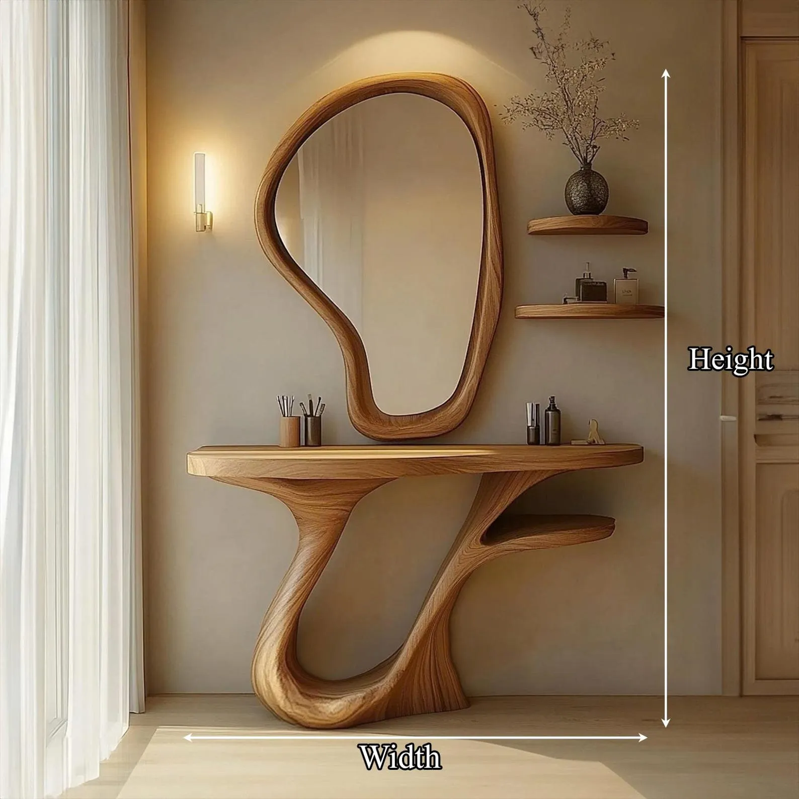 Rustic Live Edge Wooden Vanity Set with Mirror, Wooden Console Table Set, Handmade Driftwood Console Table for Bathroom or Entryway - Image 3