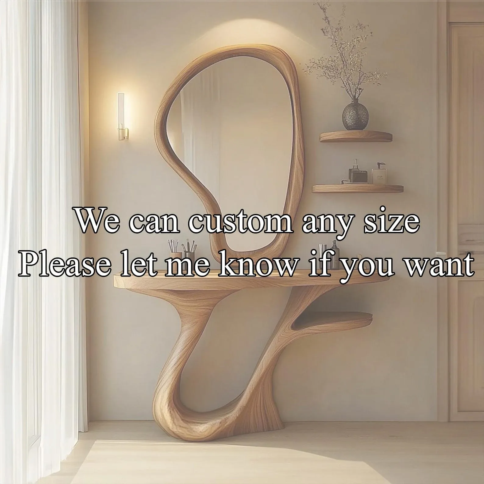 Rustic Live Edge Wooden Vanity Set with Mirror, Wooden Console Table Set, Handmade Driftwood Console Table for Bathroom or Entryway - Image 4