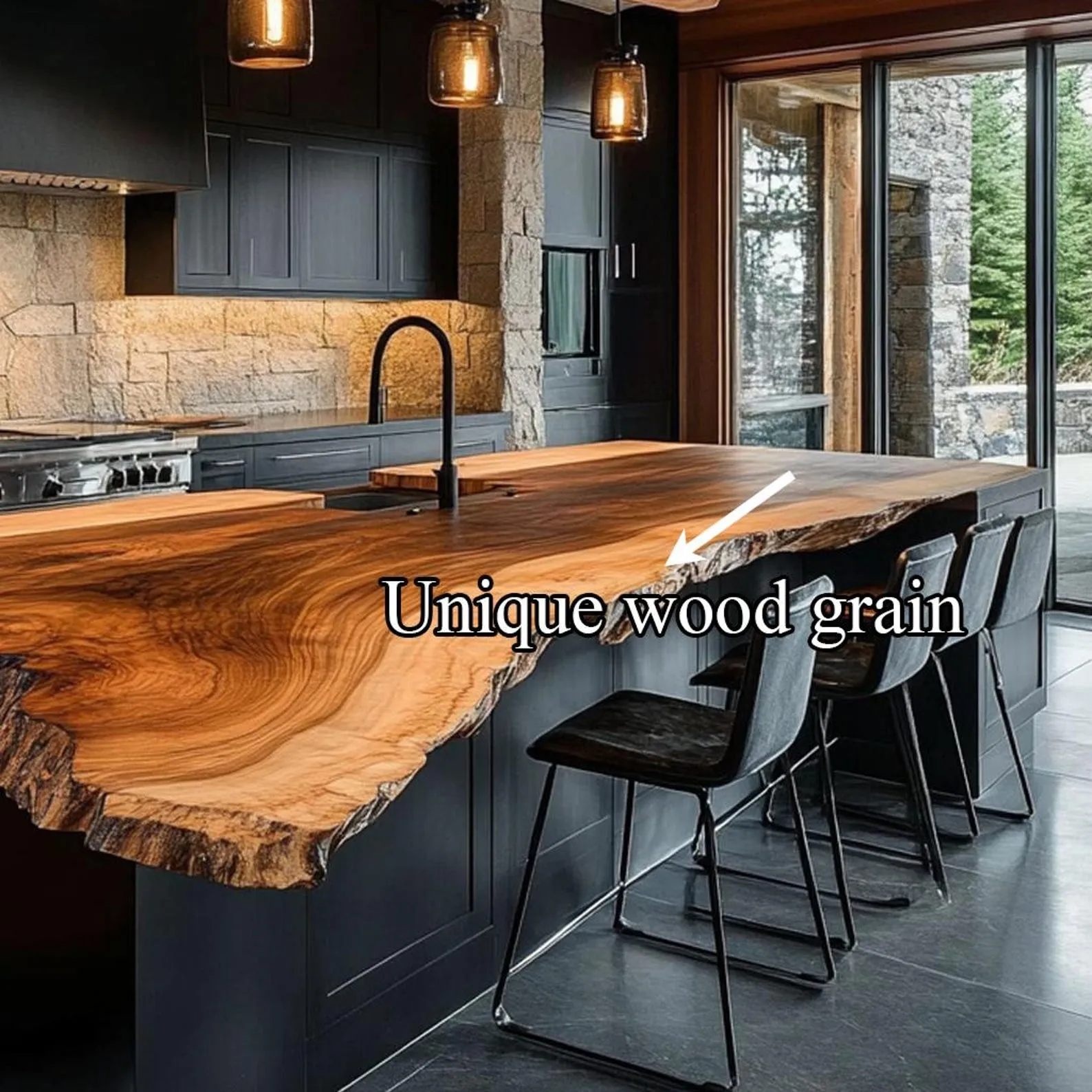 Solid Wood Live Edge Bar Table Custom Kitchen Island Handmade Pub Table Mid Century Modern Dining Table Entryway Console - Image 5