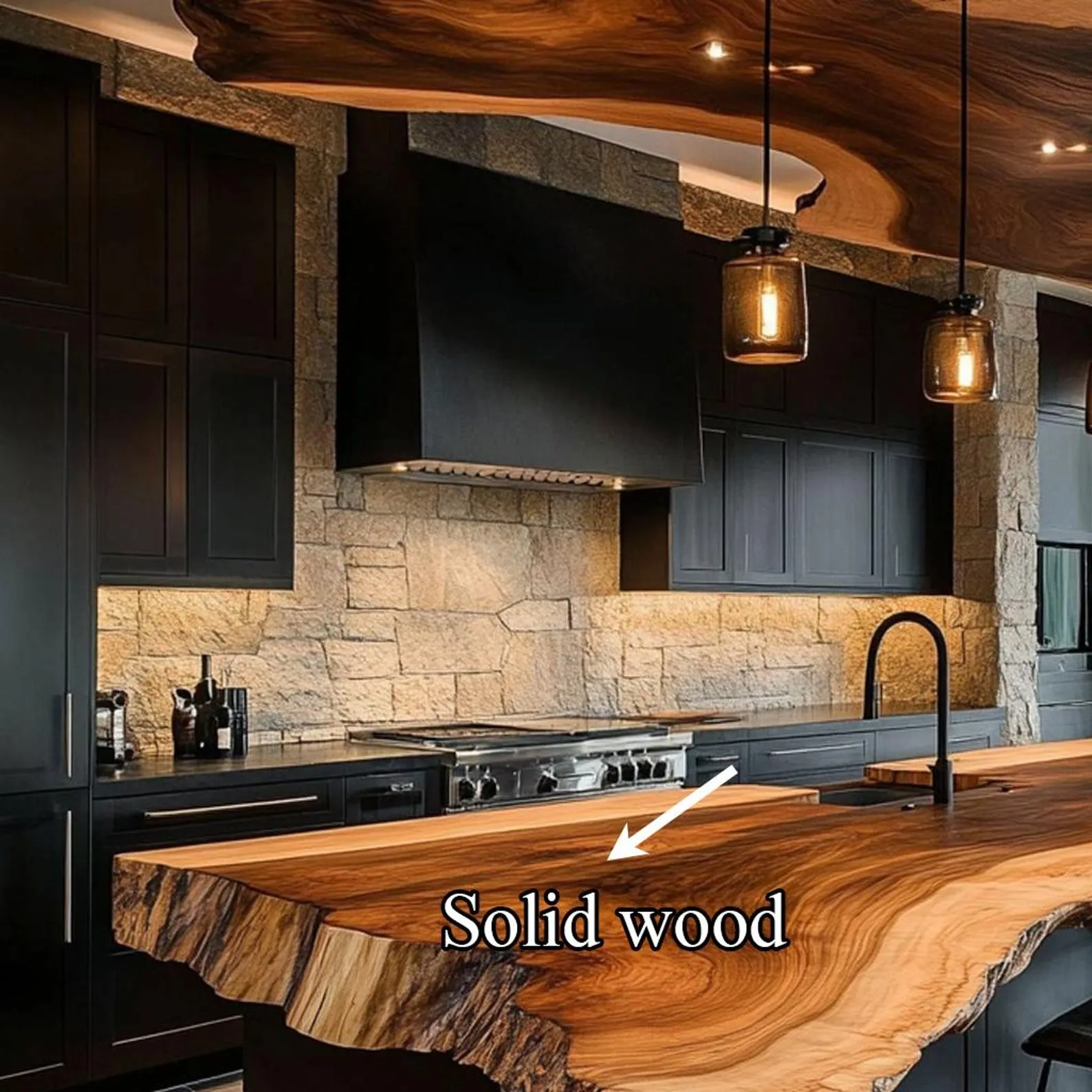 Solid Wood Live Edge Bar Table Custom Kitchen Island Handmade Pub Table Mid Century Modern Dining Table Entryway Console - Image 6