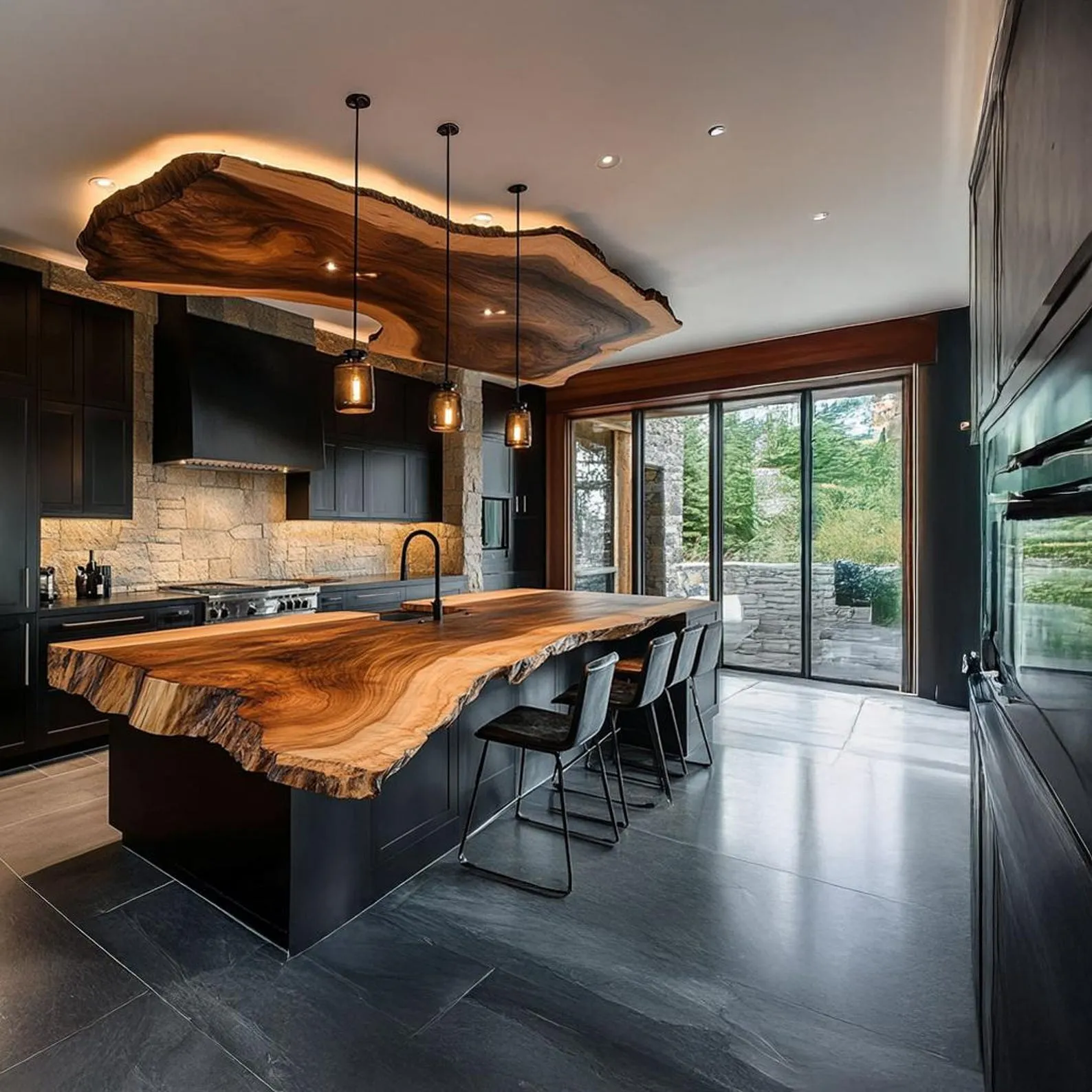 Solid Wood Live Edge Bar Table Custom Kitchen Island Handmade Pub Table Mid Century Modern Dining Table Entryway Console - Image 8