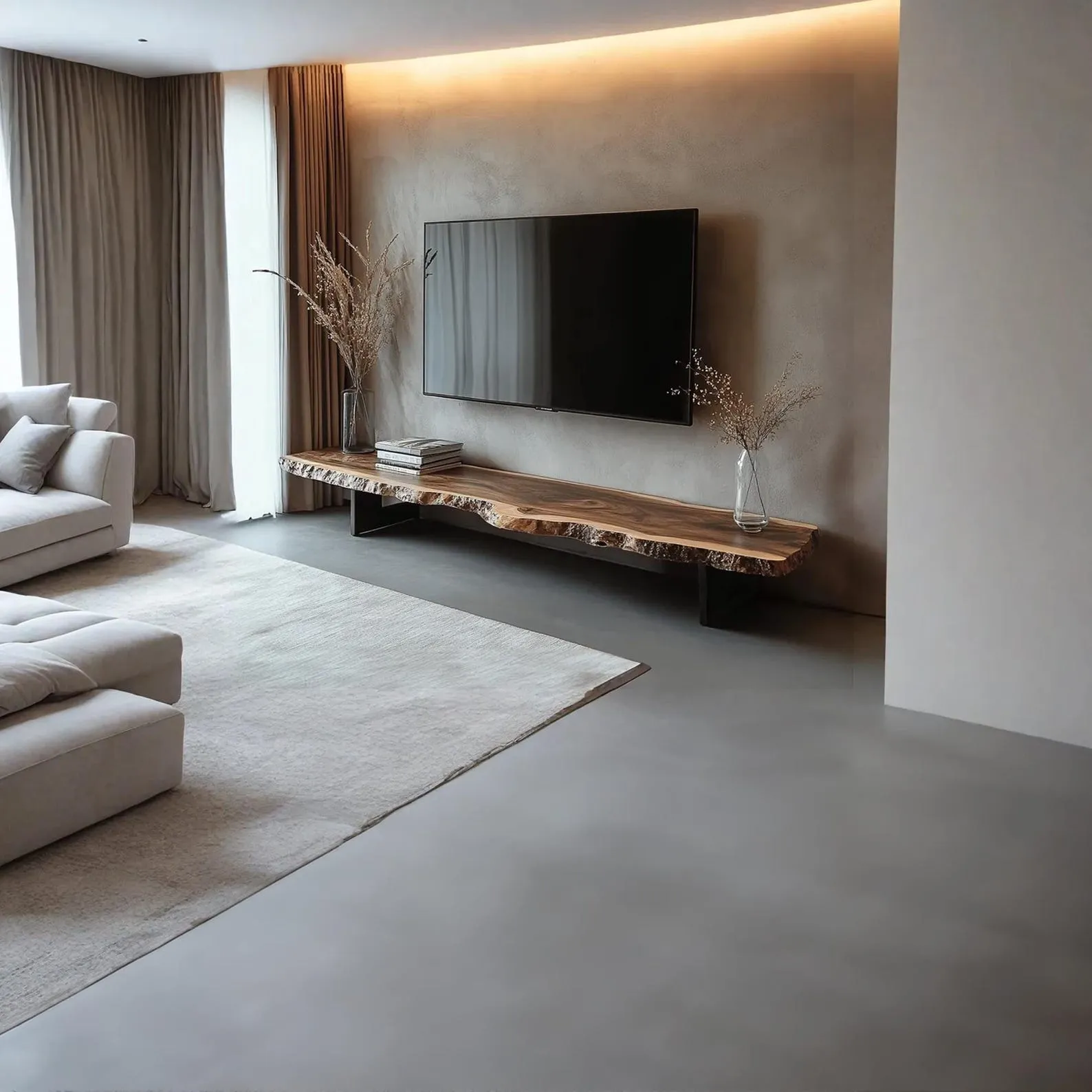 Rustic Live Edge TV Stand, Solid Walnut Floating Shelf Console, Natural Wood Media Cabinet, Handmade Wooden TV Bench with Unique Grain - Image 6