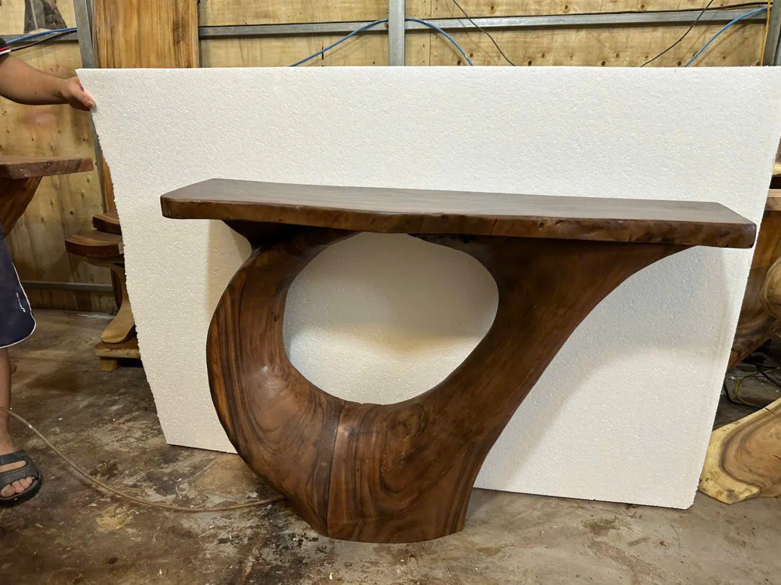 Sculptural Wood Console Table Natural Driftwood Inspired Design Handmade Unique Entryway Decor Bespoke Solid Wood Furniture - Image 2