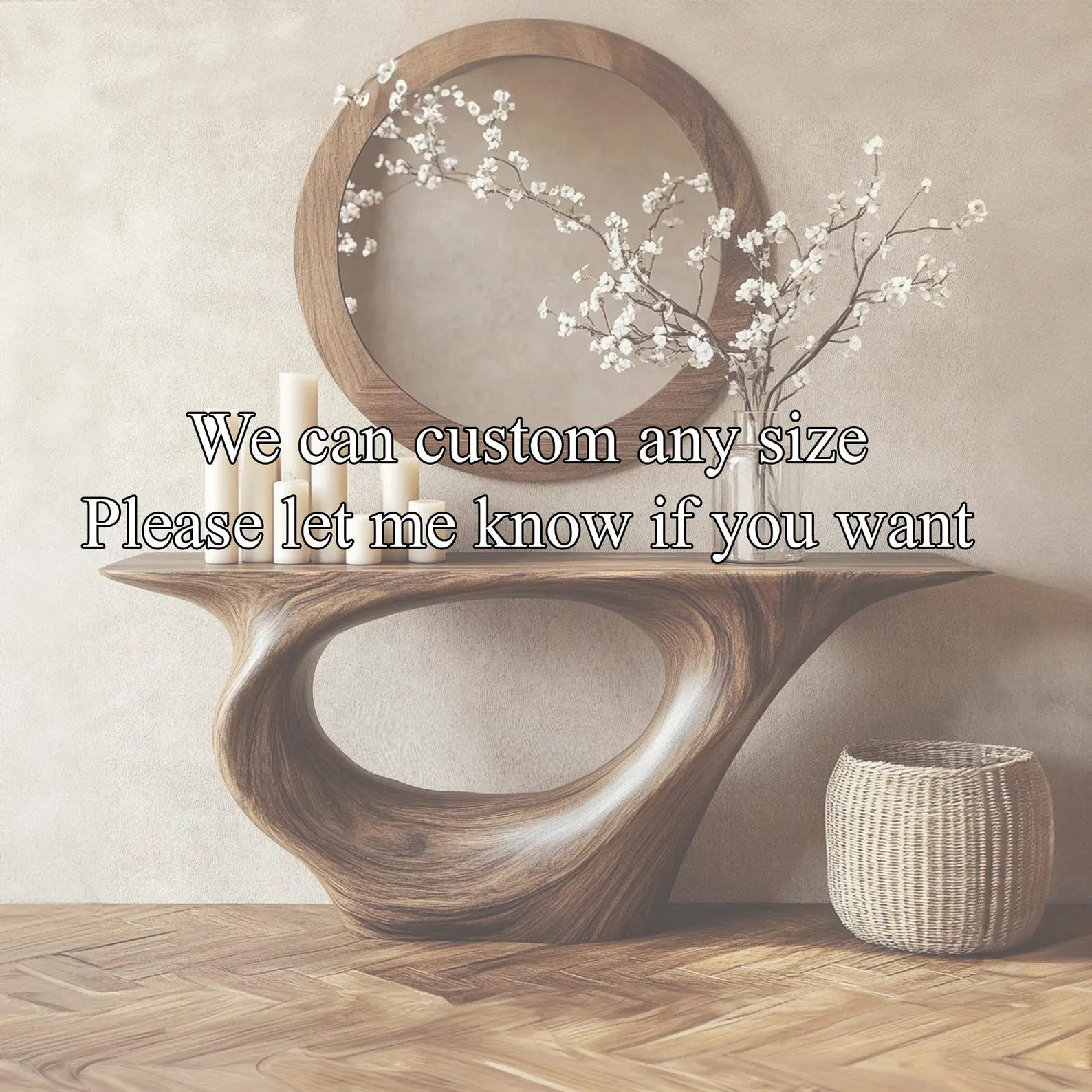 Sculptural Wood Console Table Natural Driftwood Inspired Design Handmade Unique Entryway Decor Bespoke Solid Wood Furniture - Image 6